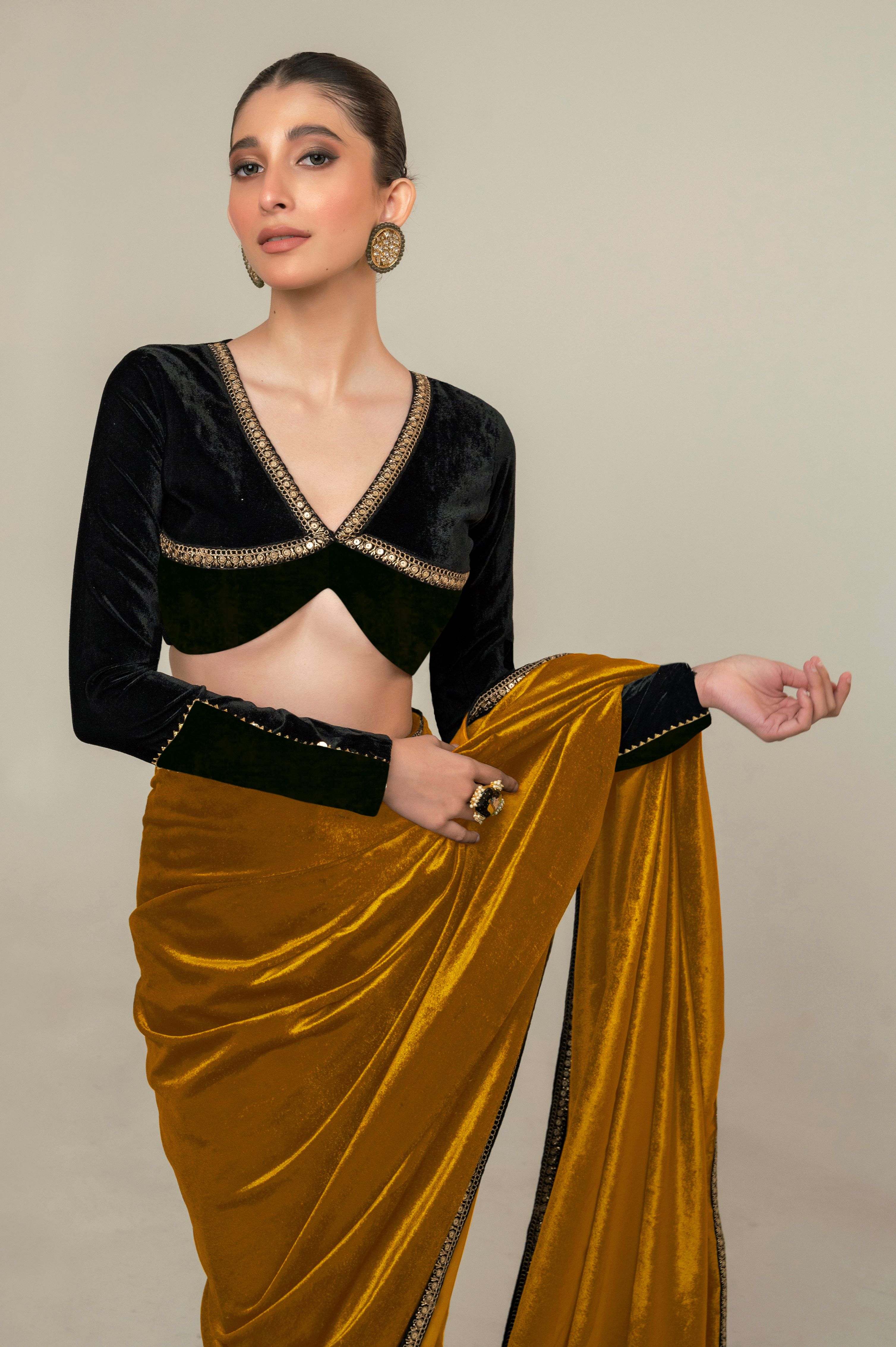 HONEY HEIRLOOM SAREE WITH MIDNIGHT CHARM BLOUSE