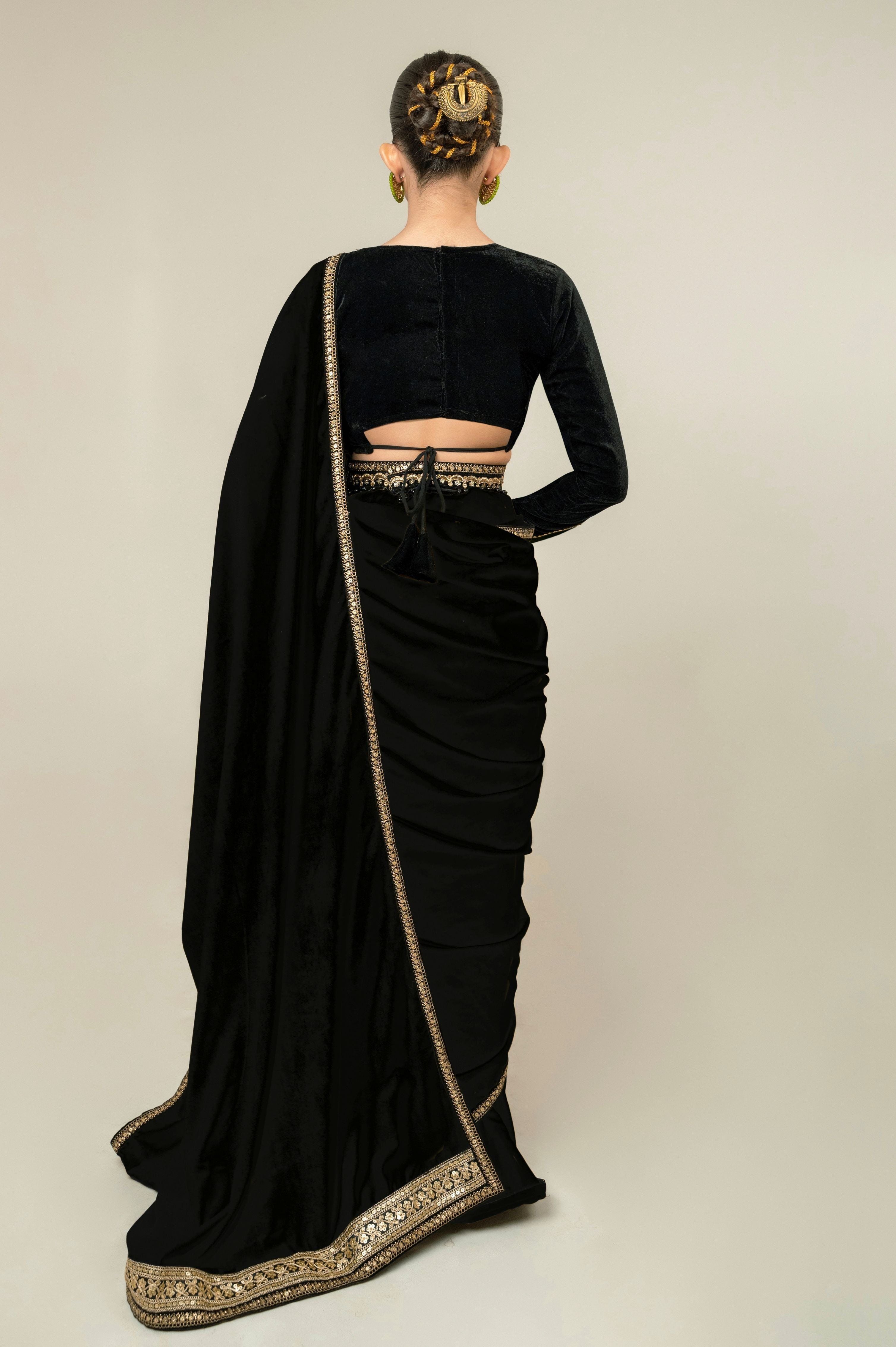 VELVET VANITY SAREE WITH MIDNIGHT CHARM BLOUSE
