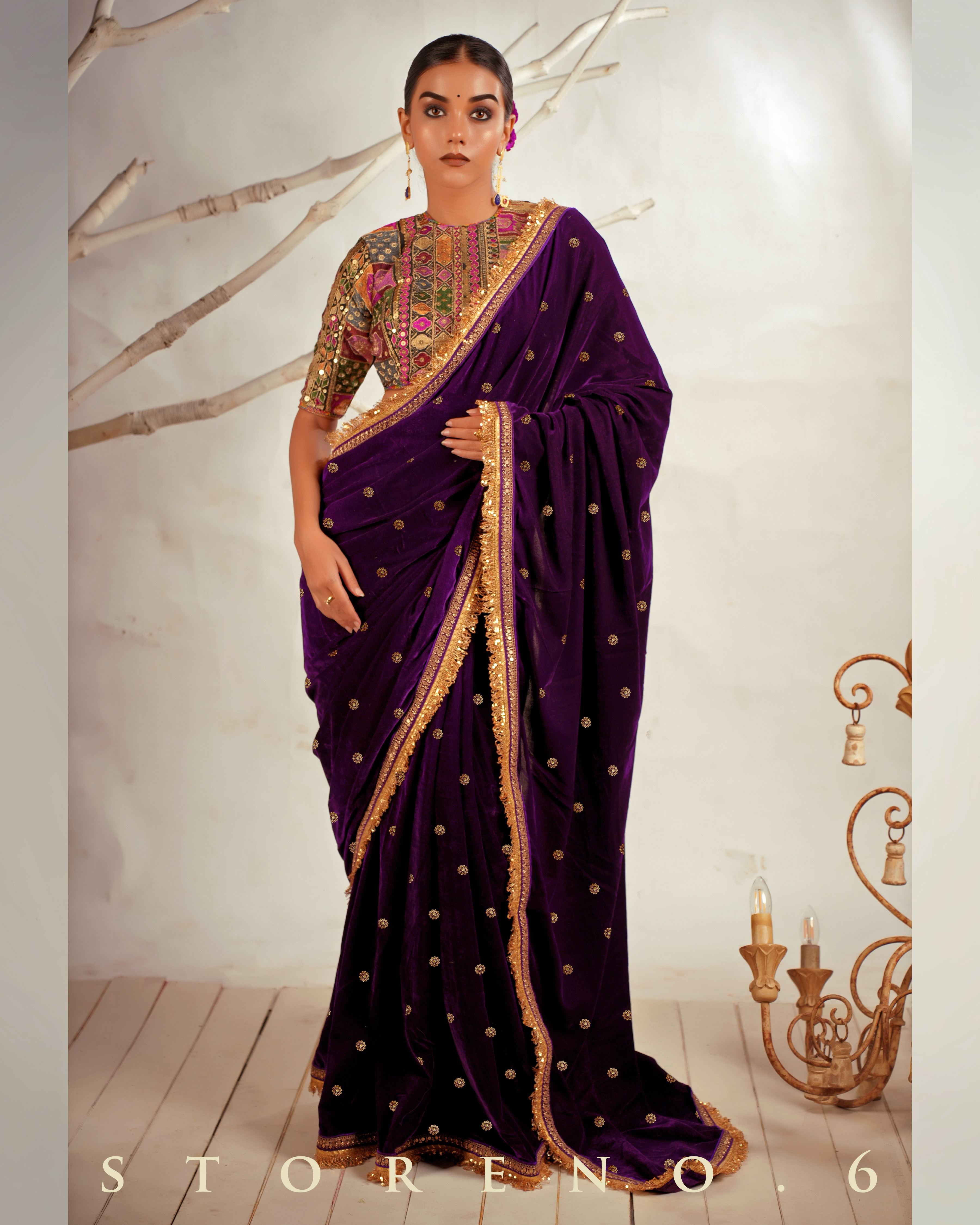 THE PURPLE WONDER SAREE WITH GUL KAARI SIAH CLASSIC BLOUSE