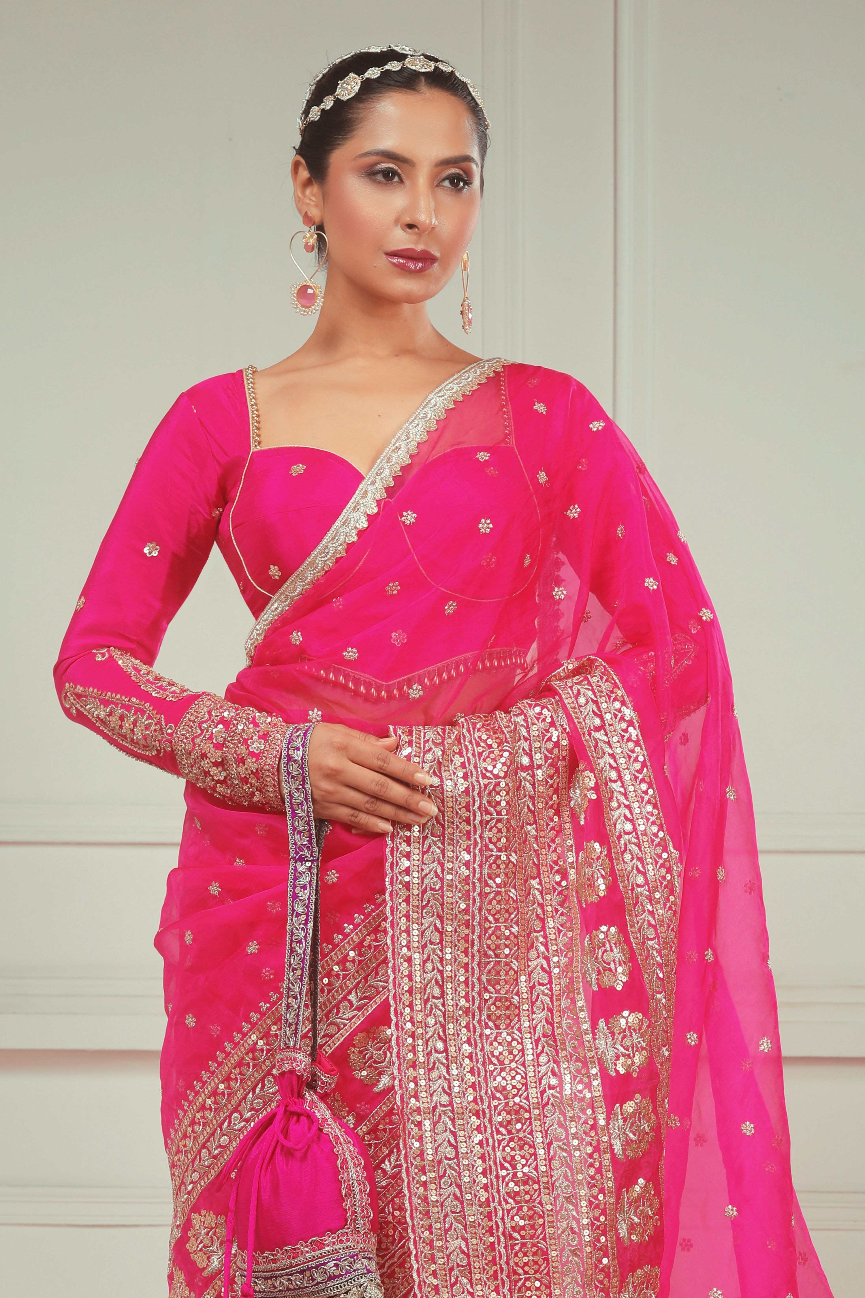 RASPBERRY KISS SAREE AND ROSE LUXE BLOUSE