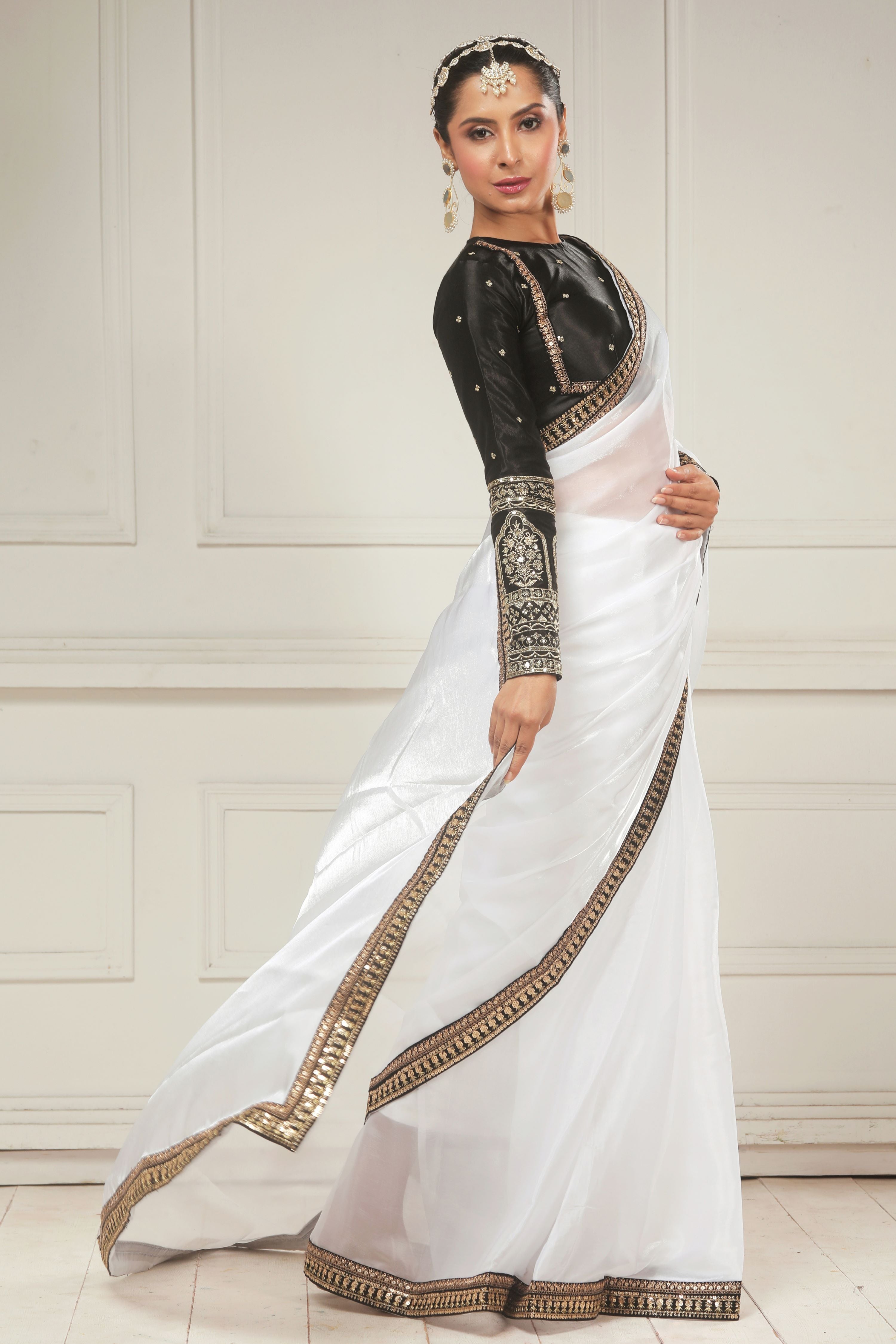 CHESS CHIC SAREE WITH TUX TRIBUTE BLOUSE