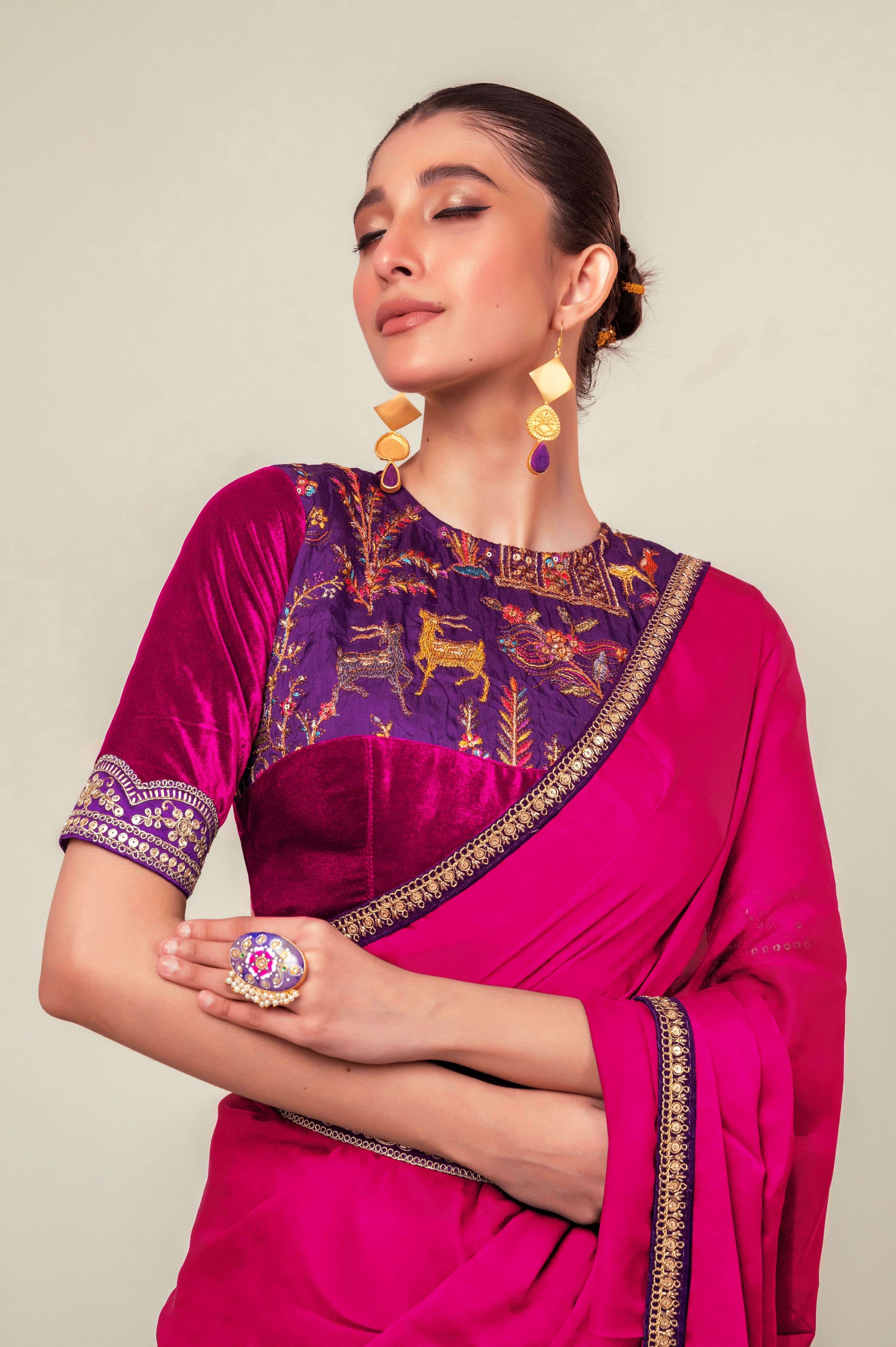 BLUSH BLOOM SAREE WITH ROSY HAZE BLOUSE