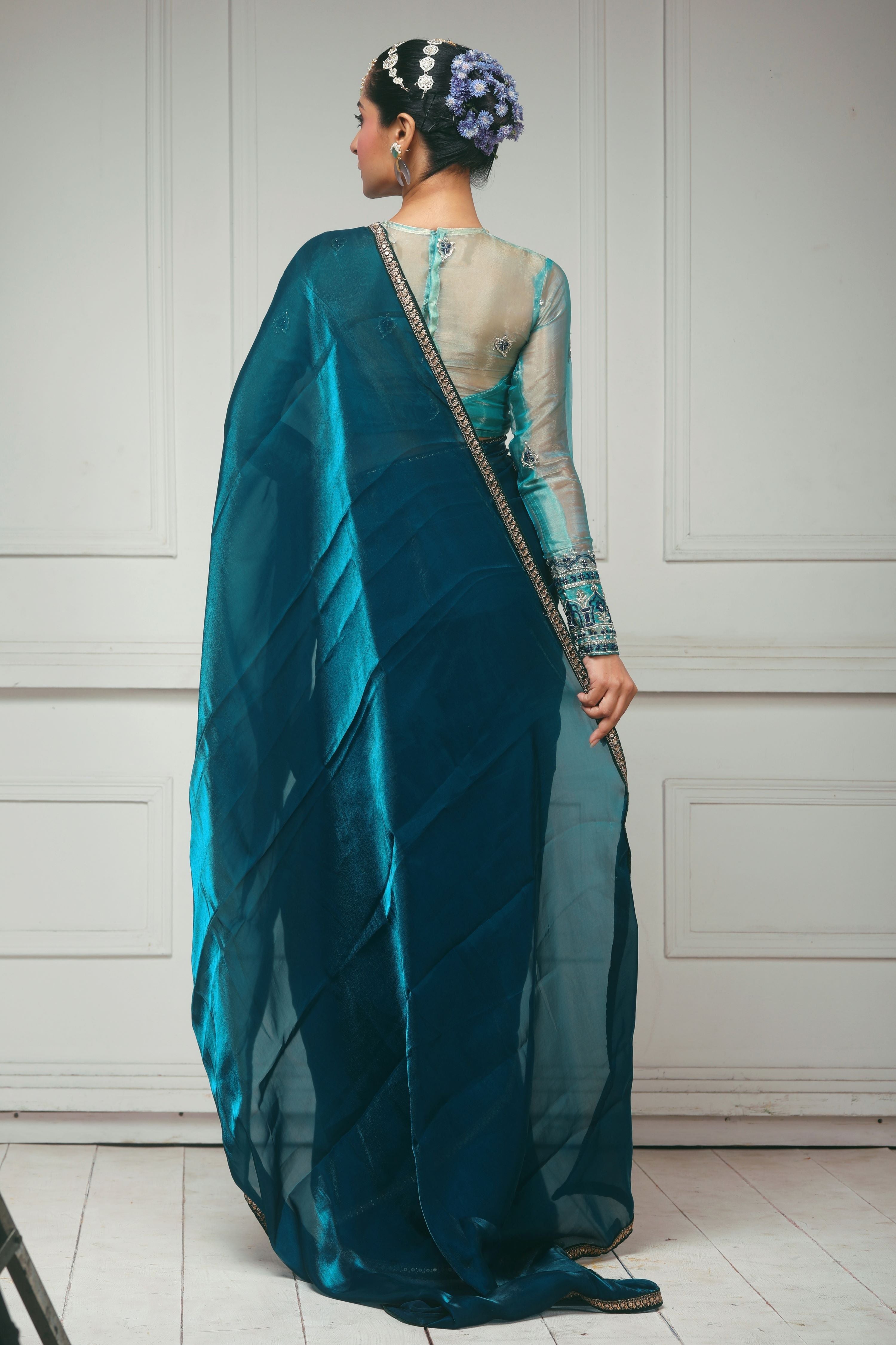 THE SAPPHIRE AFFAIR SAREE  WITH SAPPHIRE SHEESH BLOUSE