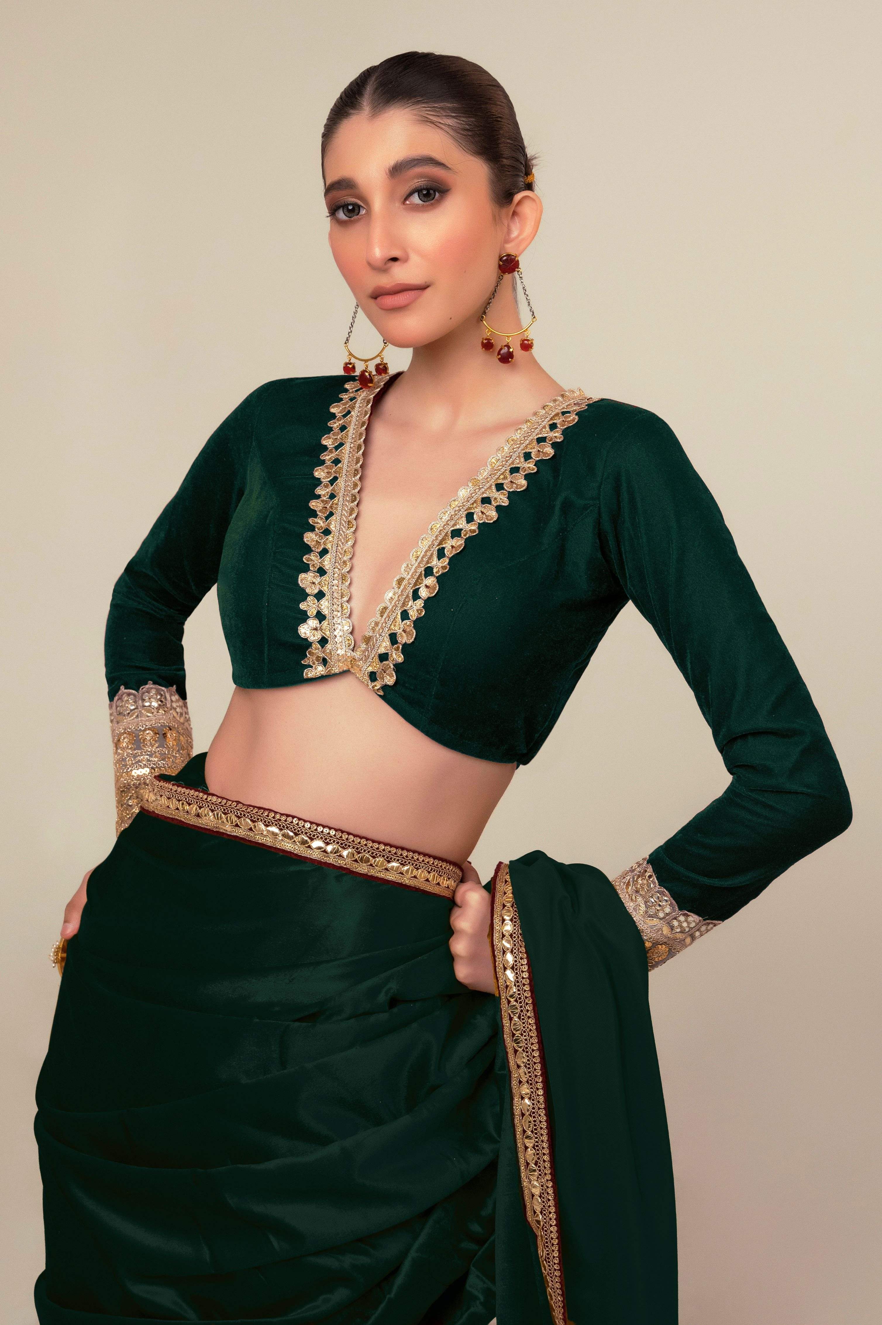 LUXE EMERALD SAREE WITH EMERALD EDGE BLOUSE