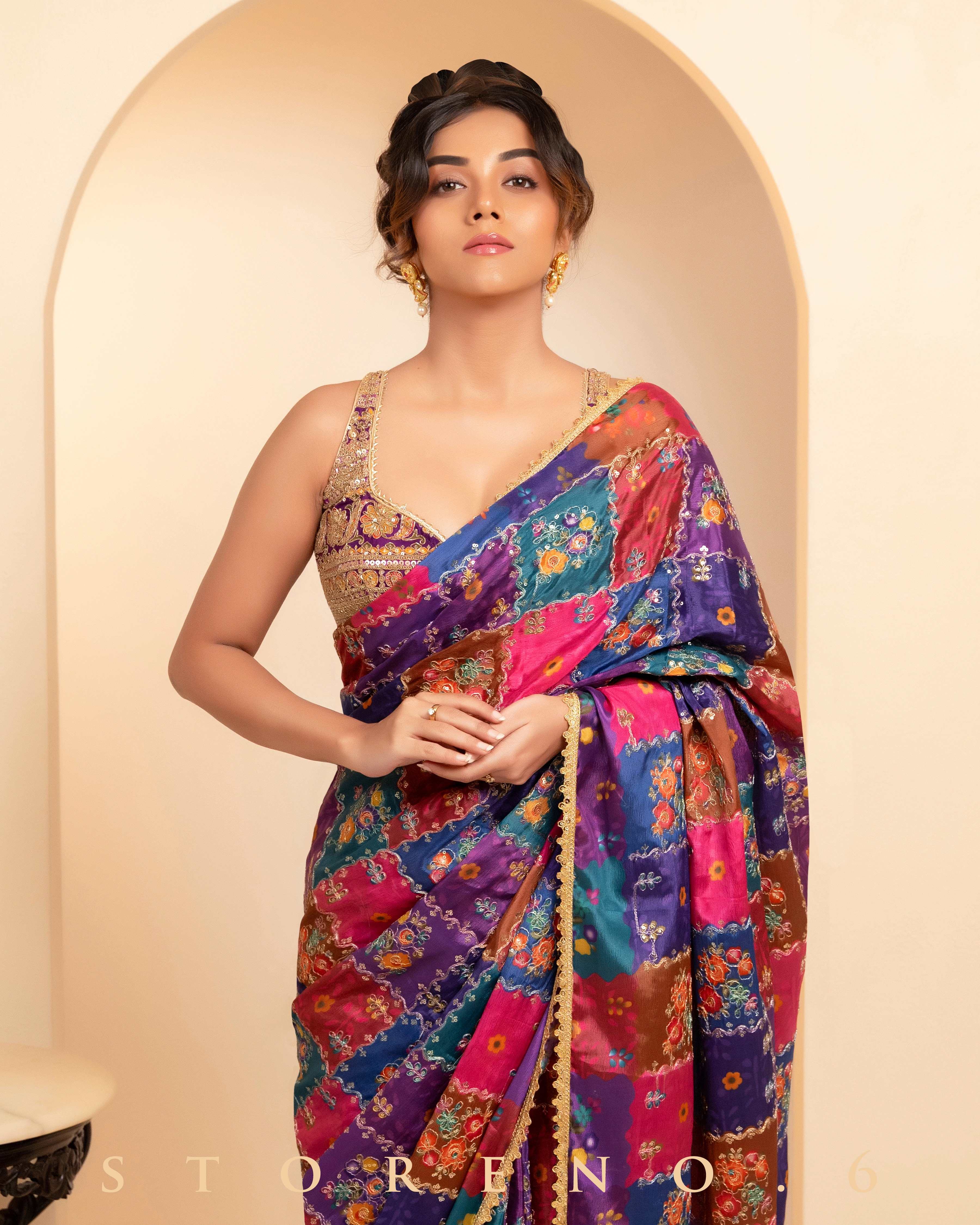 RAISIN RHAPSODY REVIBE SAREE WITH PLUM PARADISE CHIC BLOUSE