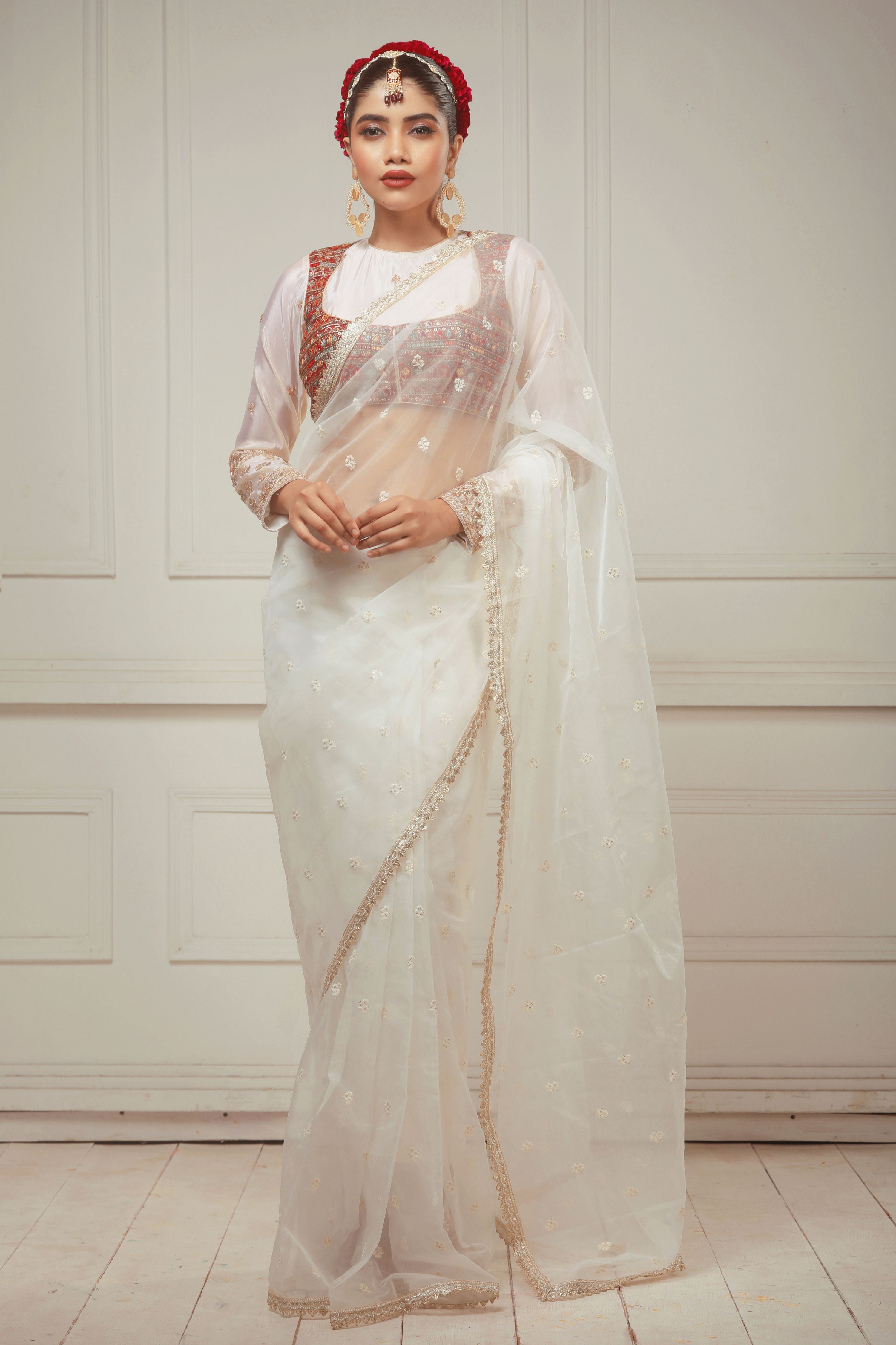 VANILLA SKY SAREE WITH VANILLA MUSE CLASSIC BLOUSE