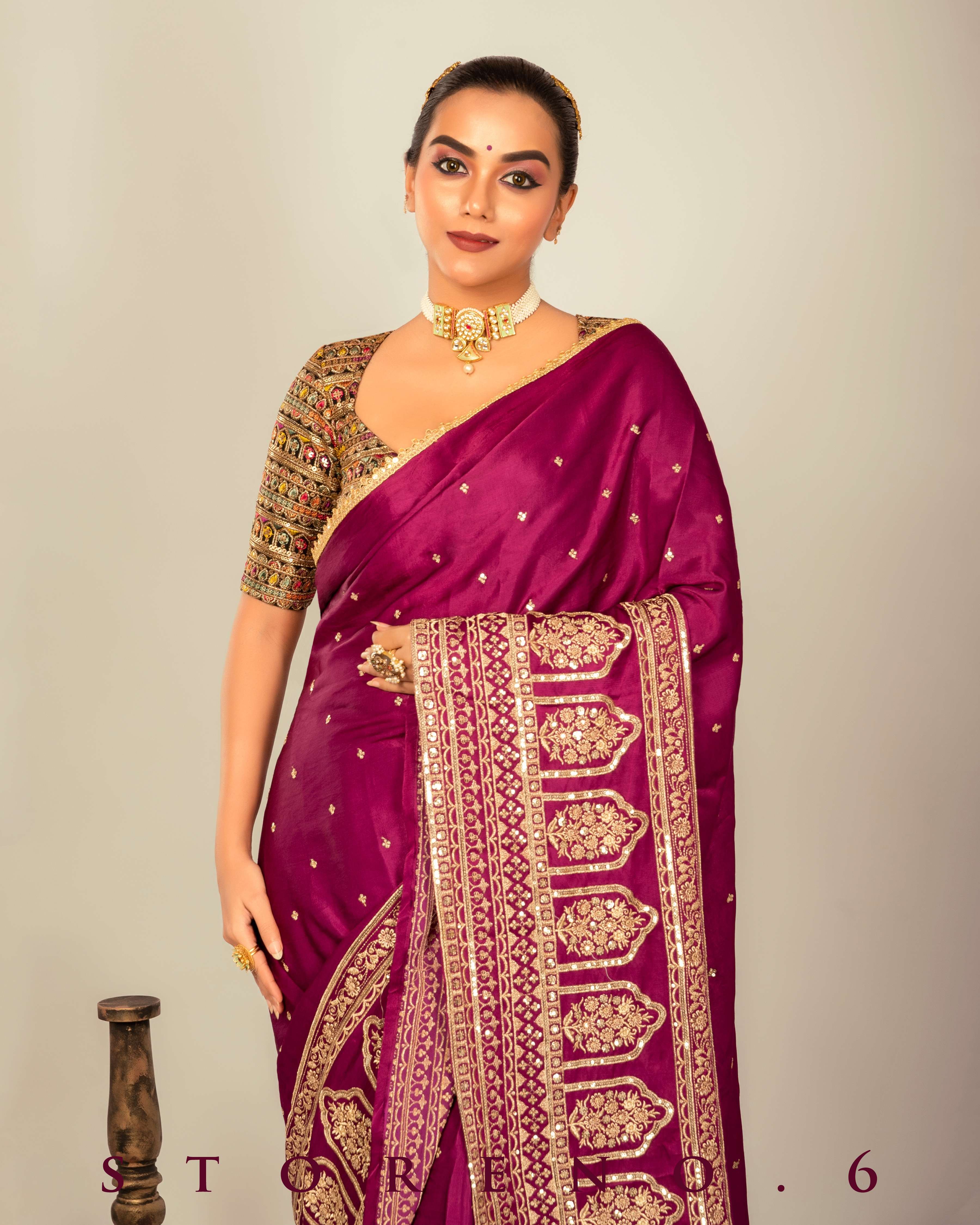 TIMELESS TWIRL SAREE WITH CHIC CHARM BLOUSE