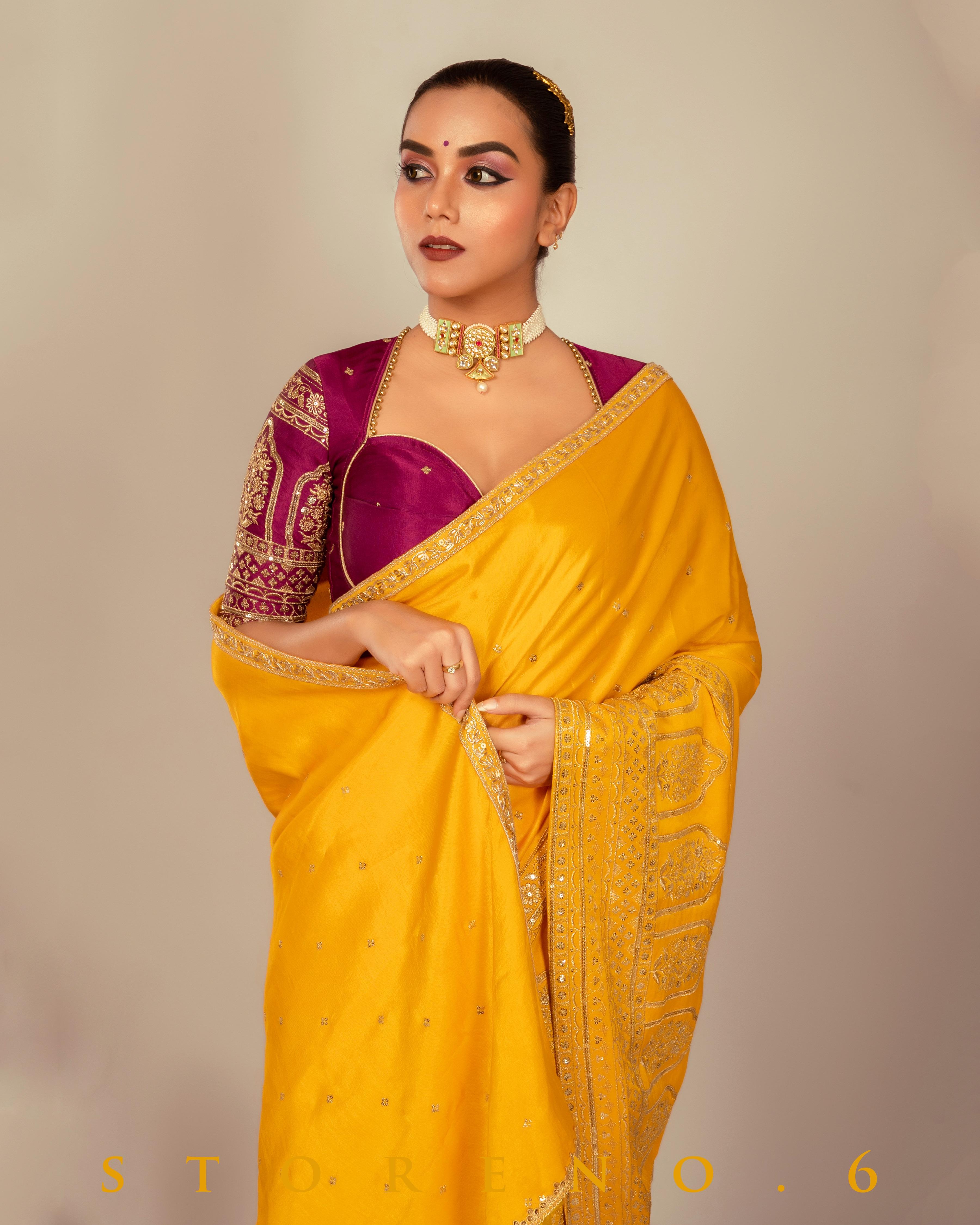 TIMELESS TOPAZ SAREE WITH TIMELESS TWIRL BLOUSE