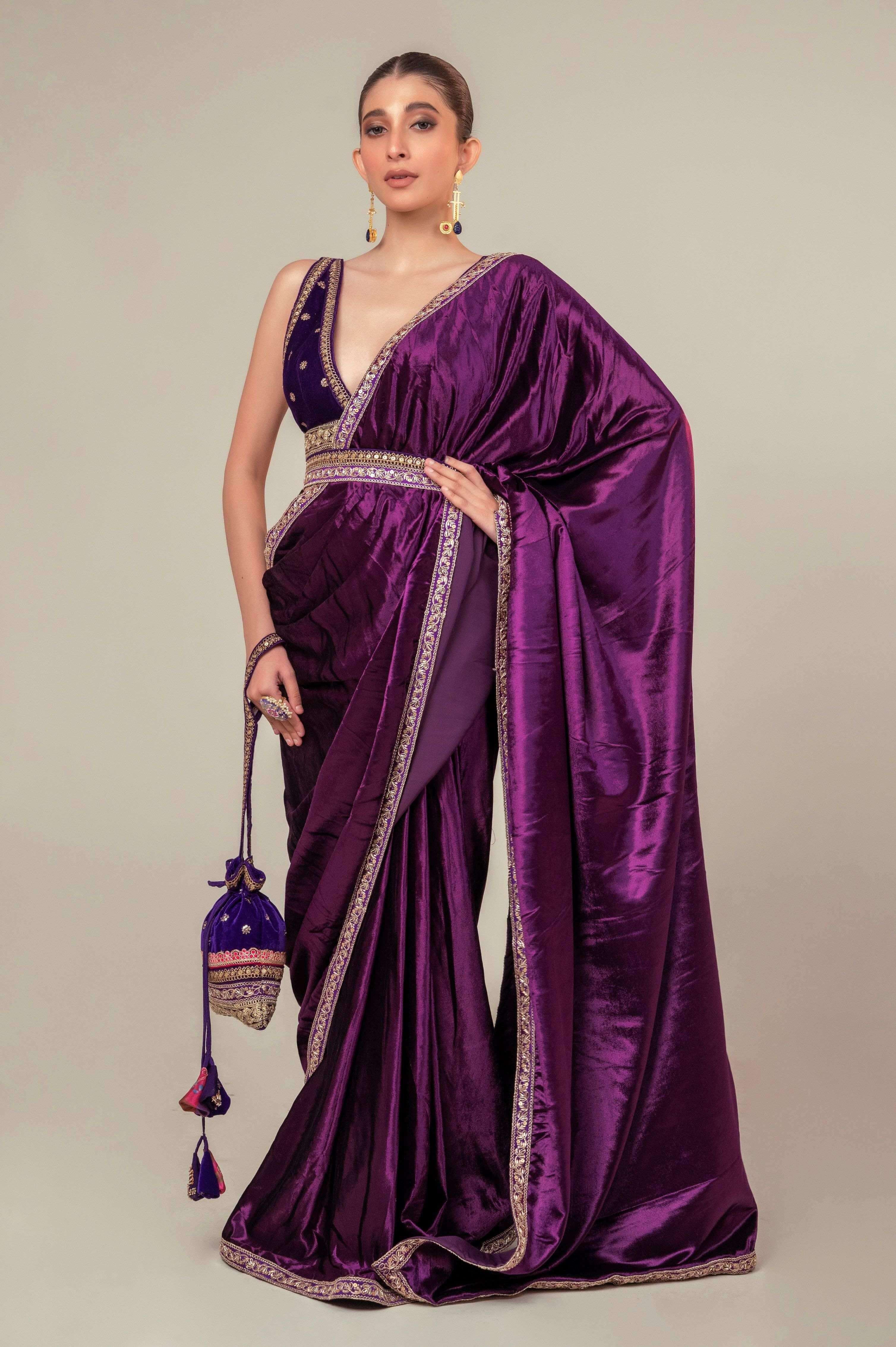 POP PALETTE SAREE WITH BERRY BLINK BLOUSE.