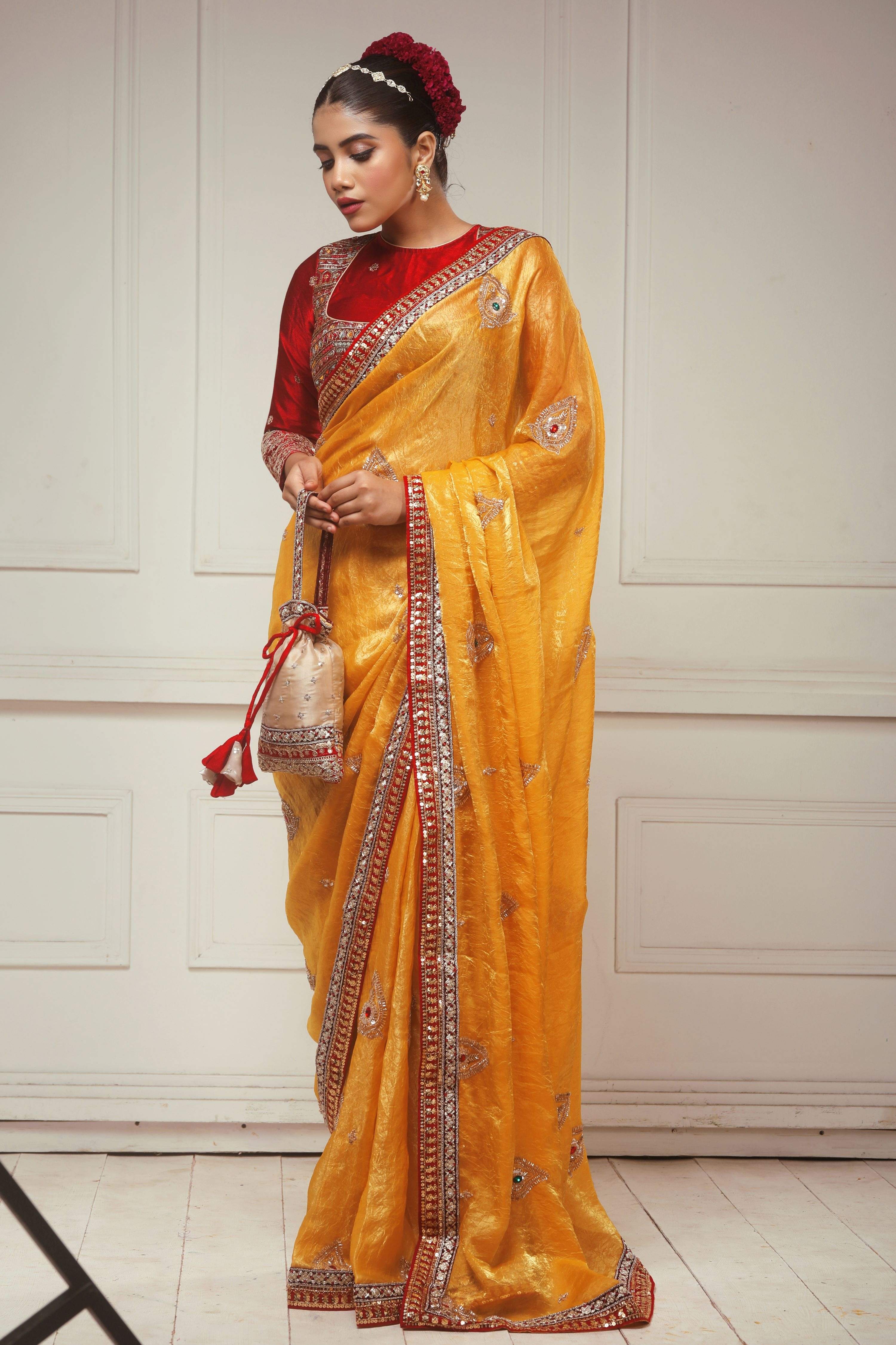 KUNDAN KATHA SAREE WITH ABSOLUTE APPEAL BLOUSE
