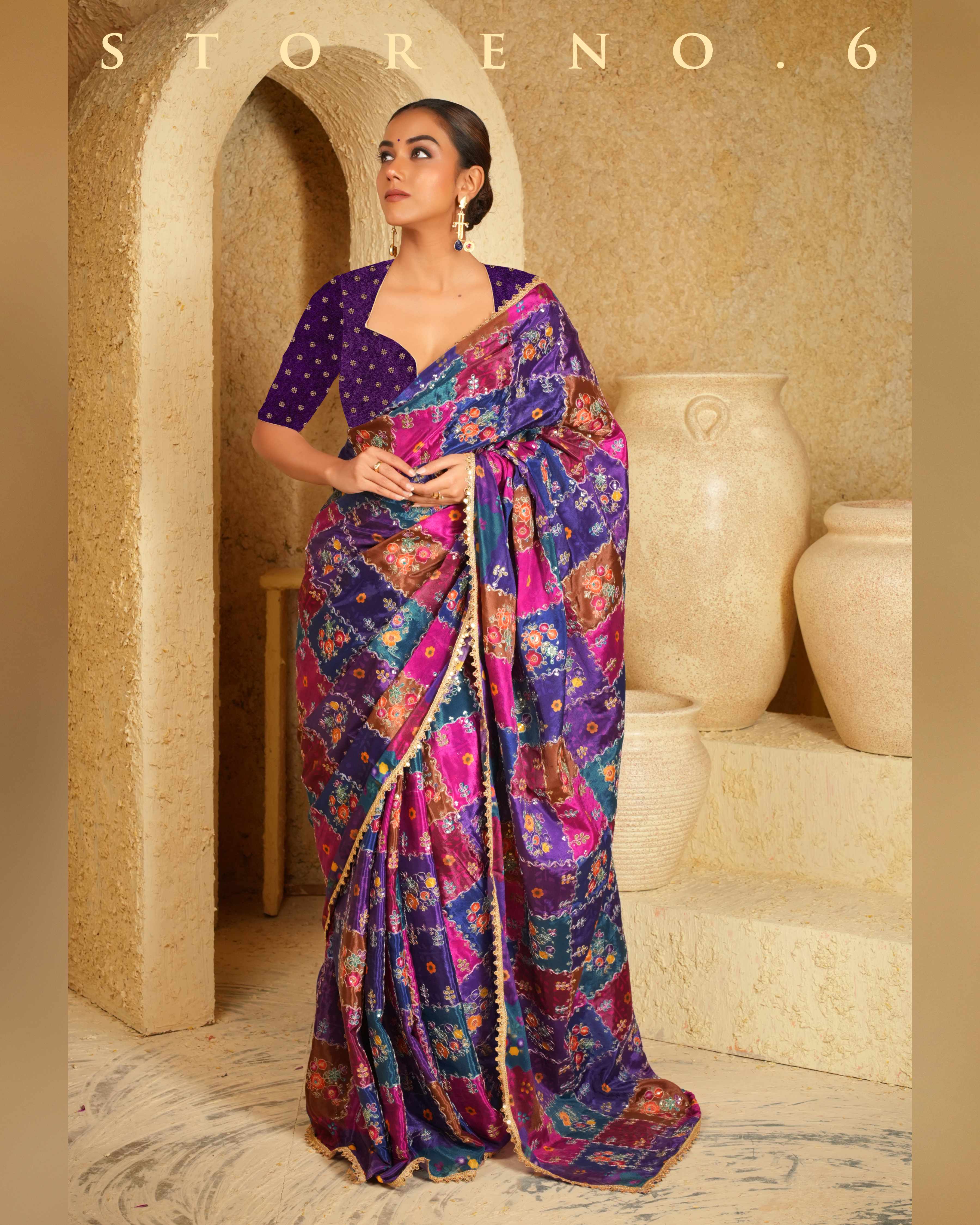 RAISIN RHAPSODY SAREE WITH PLUM PULSE BLOUSE
