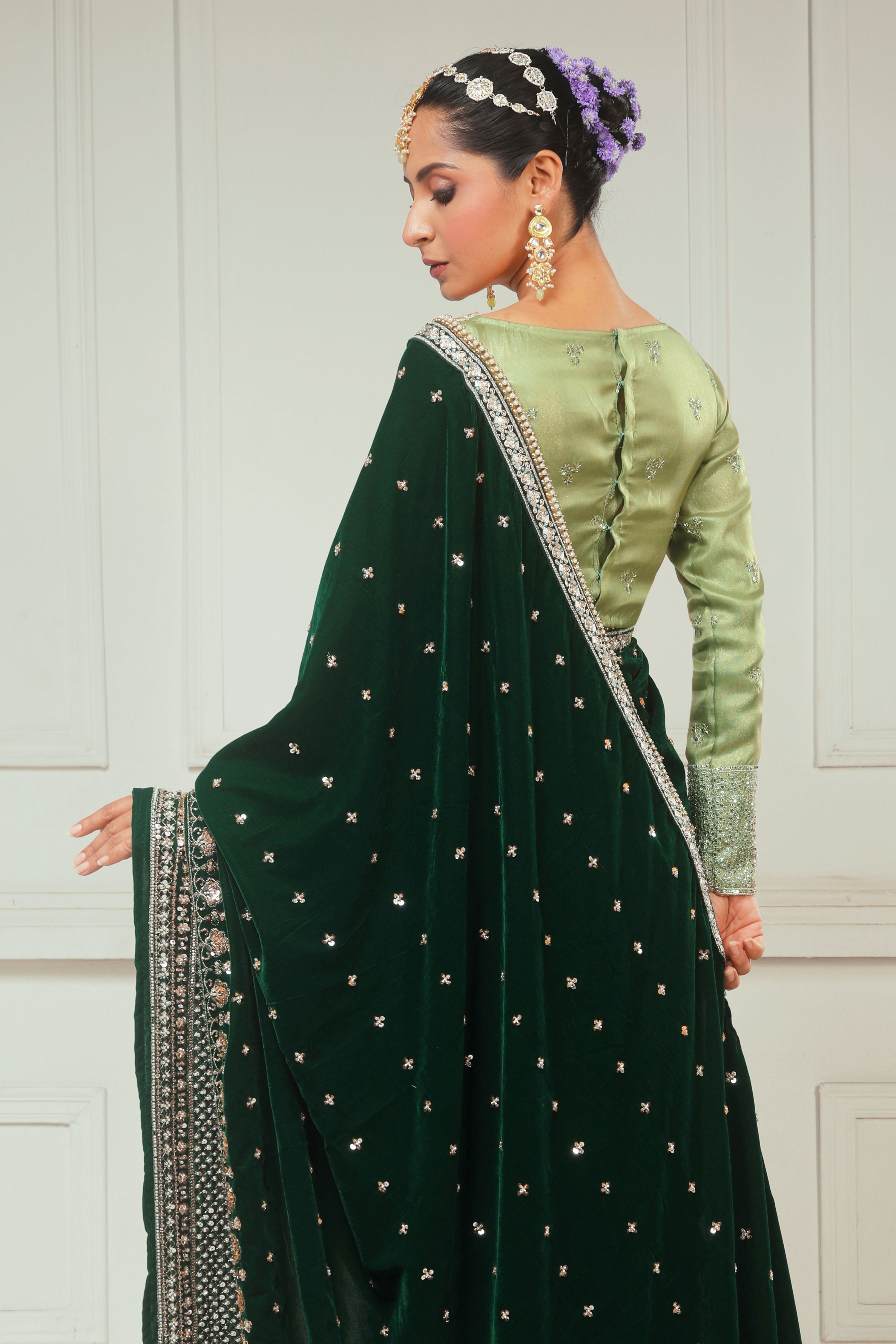GARDEN GRANDEUR SAREE WITH SAGE FANTASY BLOUSE
