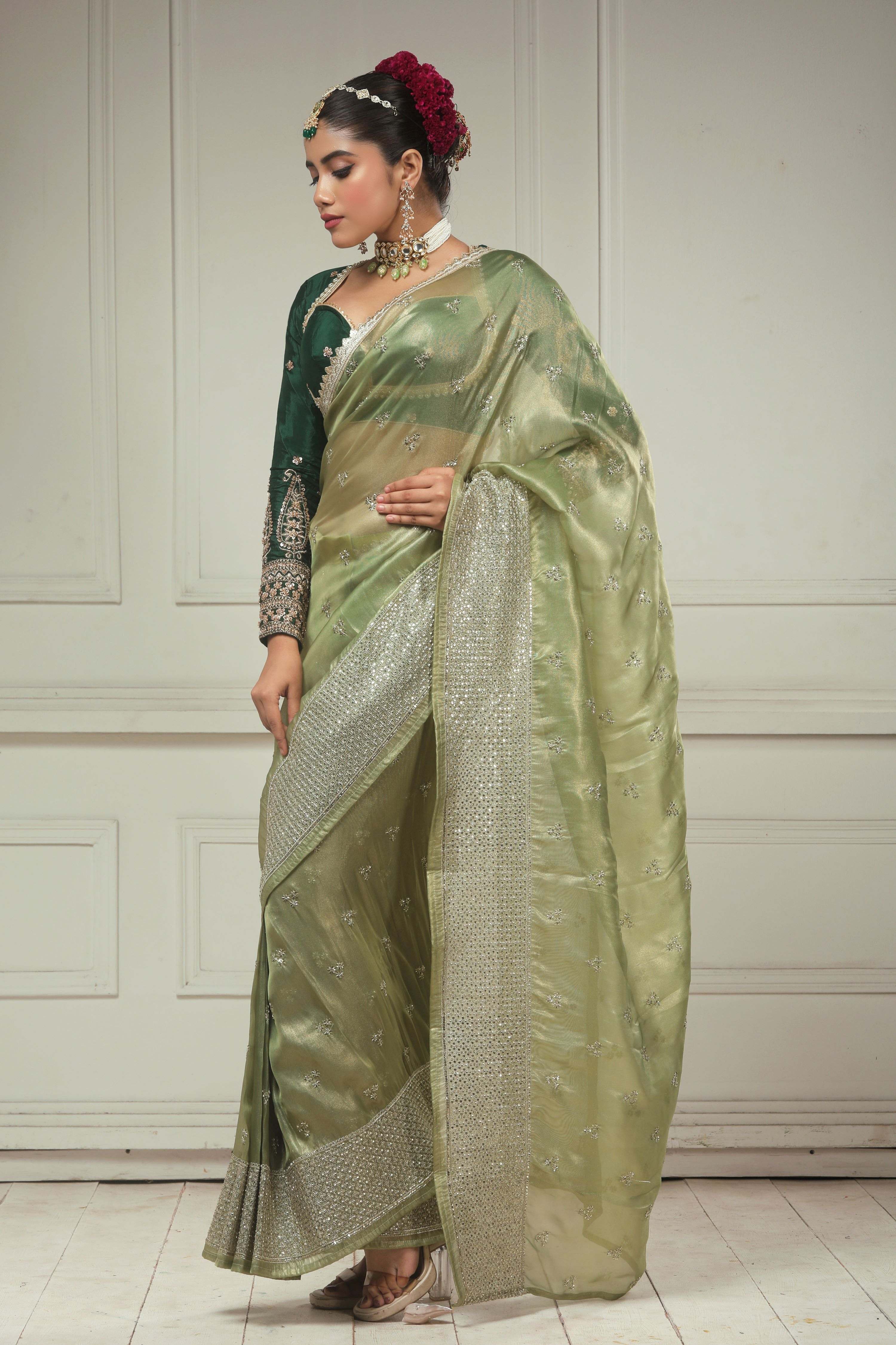 SAGE FANTASY SAREE WITH JEWEL LUXE BLOUSE