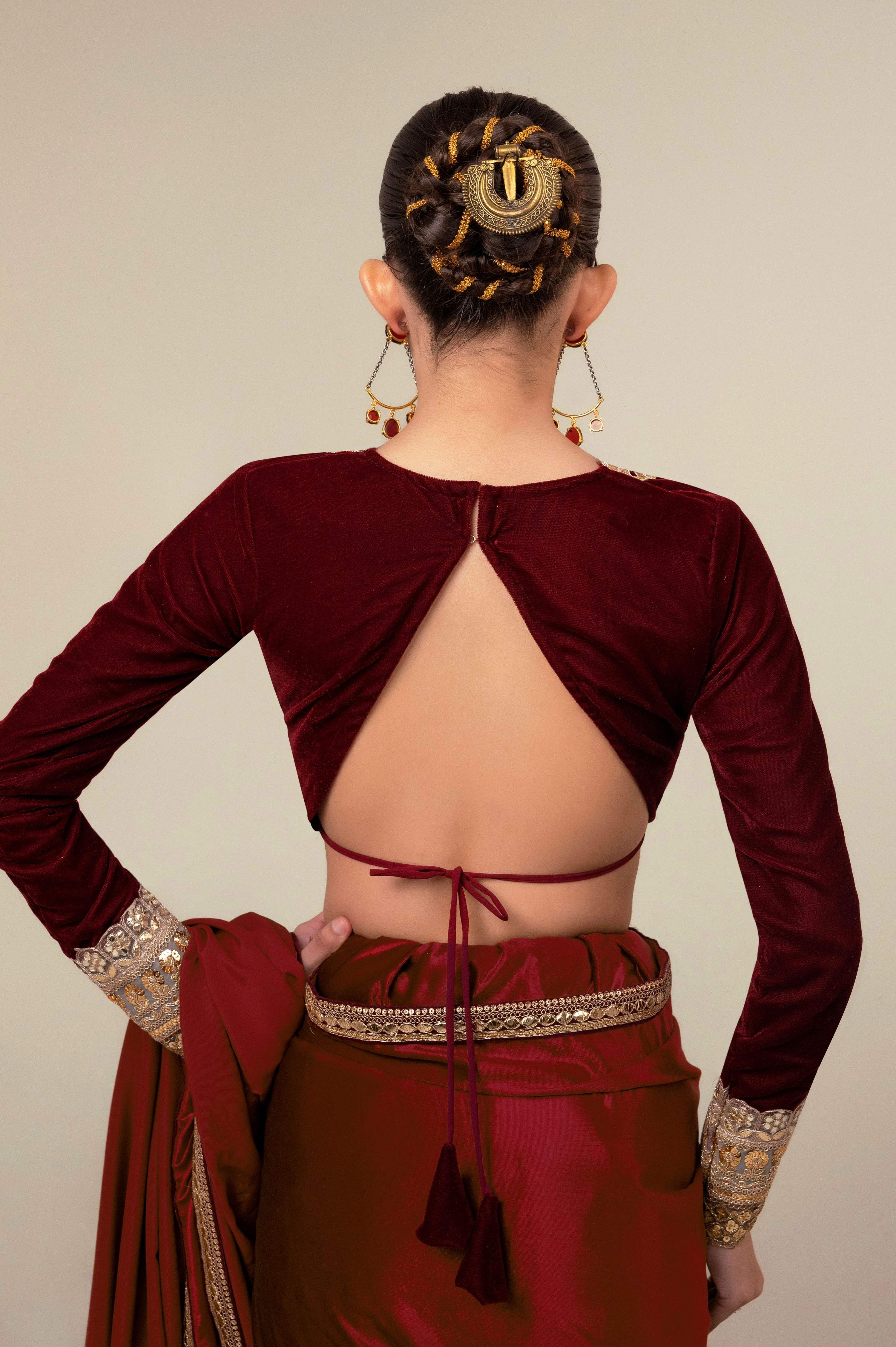 LUXE ROMANCE SAREE WITH OXBLOOD EDGE BLOUSE