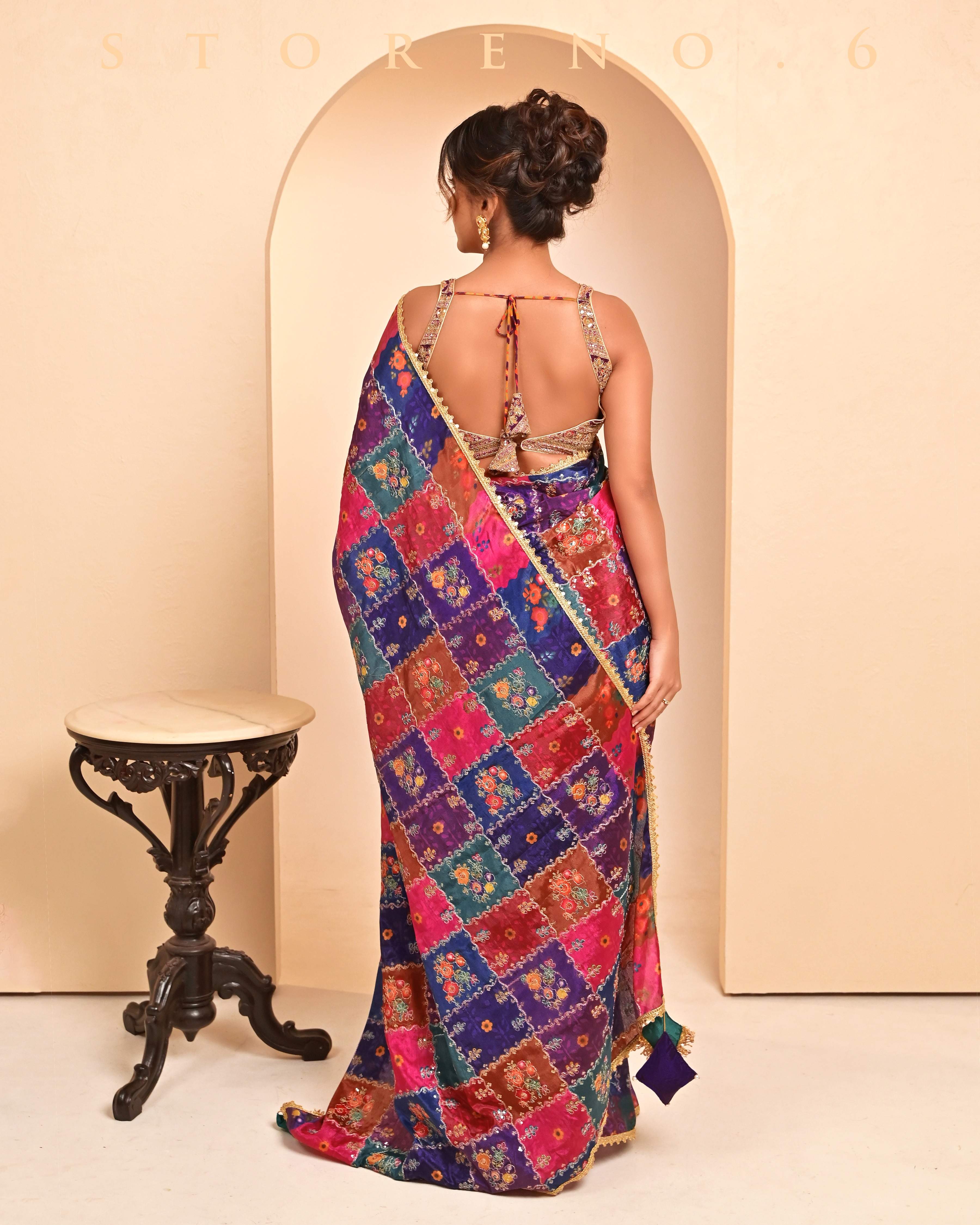 RAISIN RHAPSODY REVIBE SAREE WITH PLUM PARADISE CHIC BLOUSE