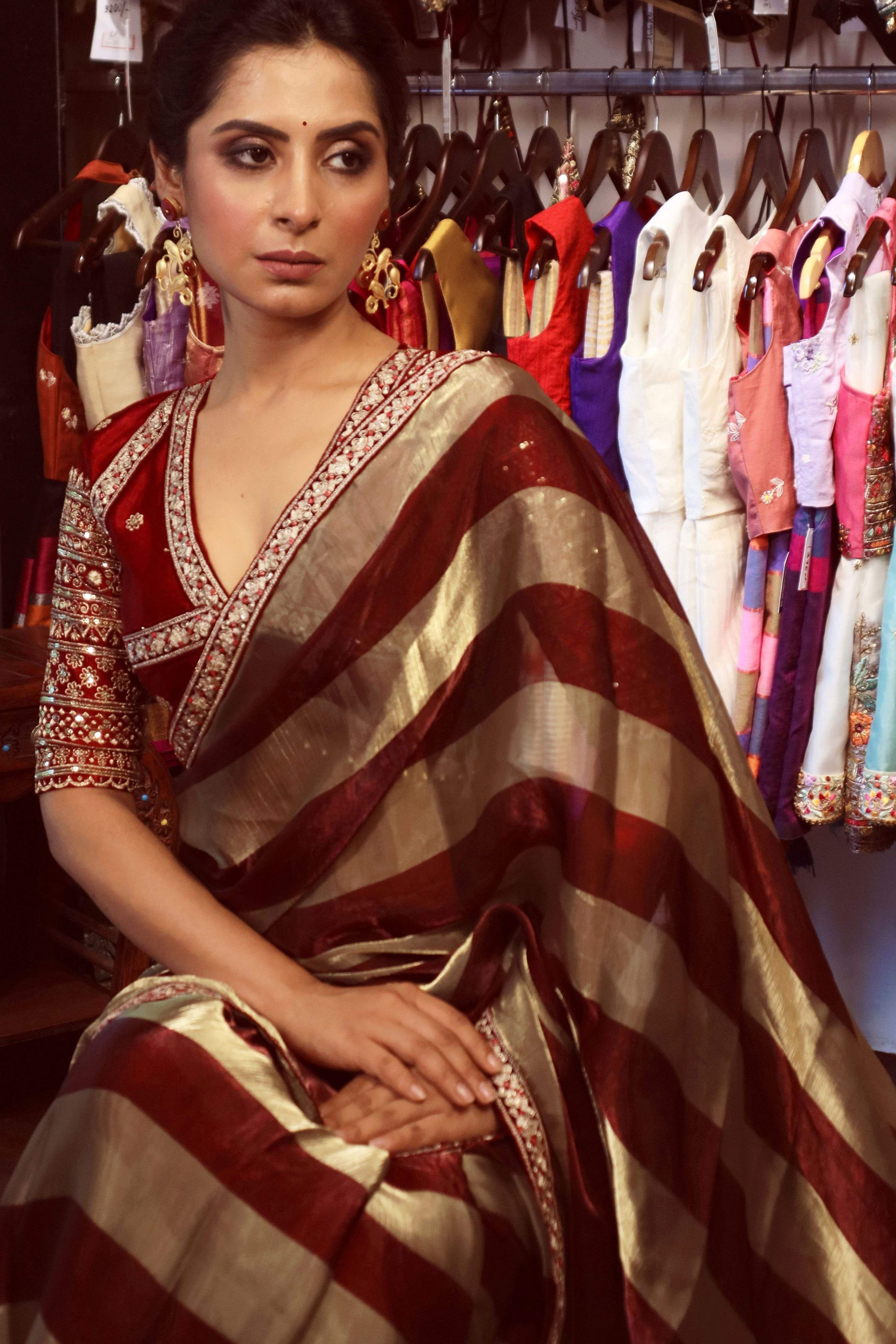 CRIMSON CONTOUR SAREE WITH AMOUR APPEAL BLOUSE