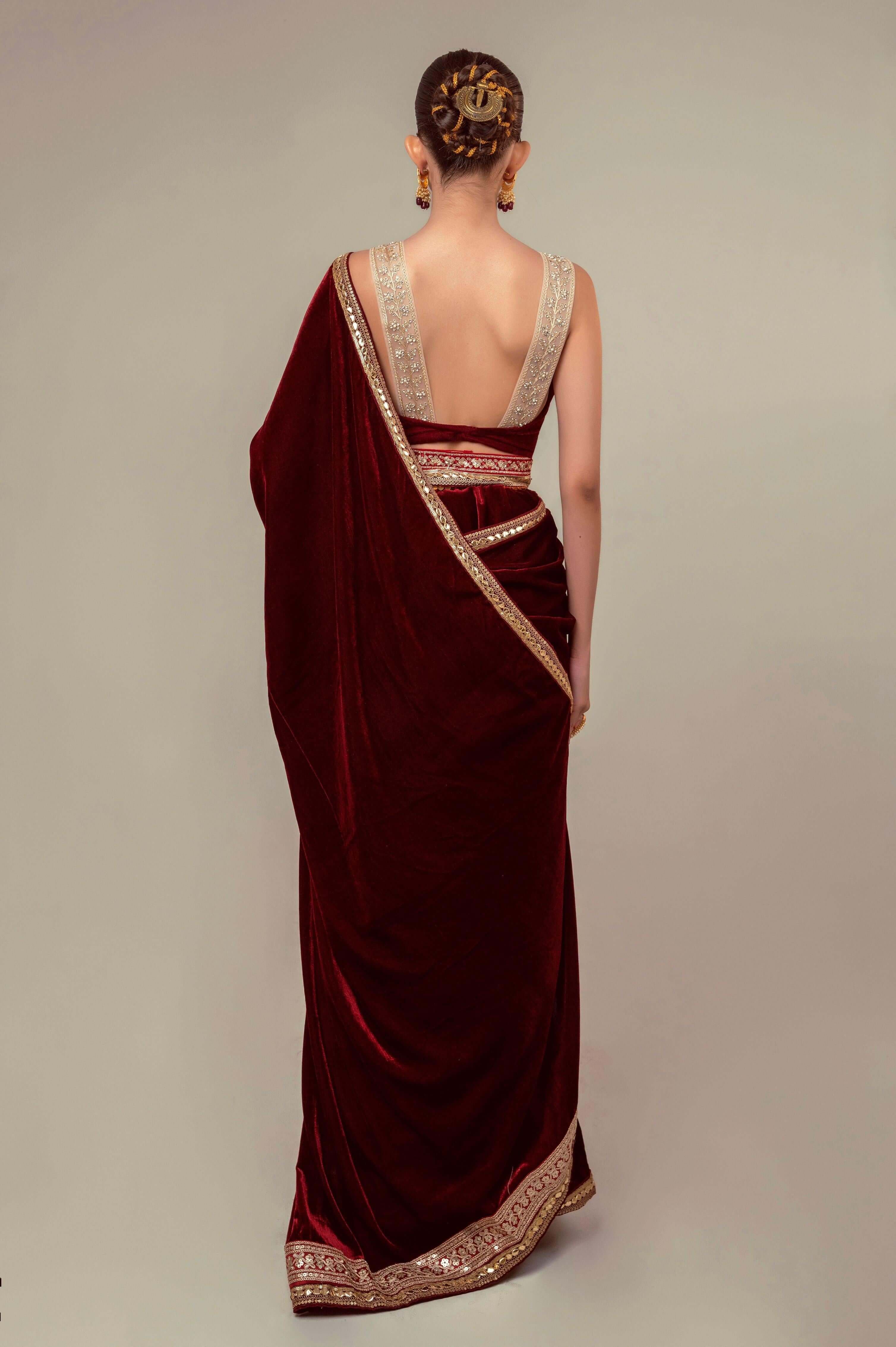 RUBY RUSH SAREE WITH MULBERRY MIST BLOUSE.