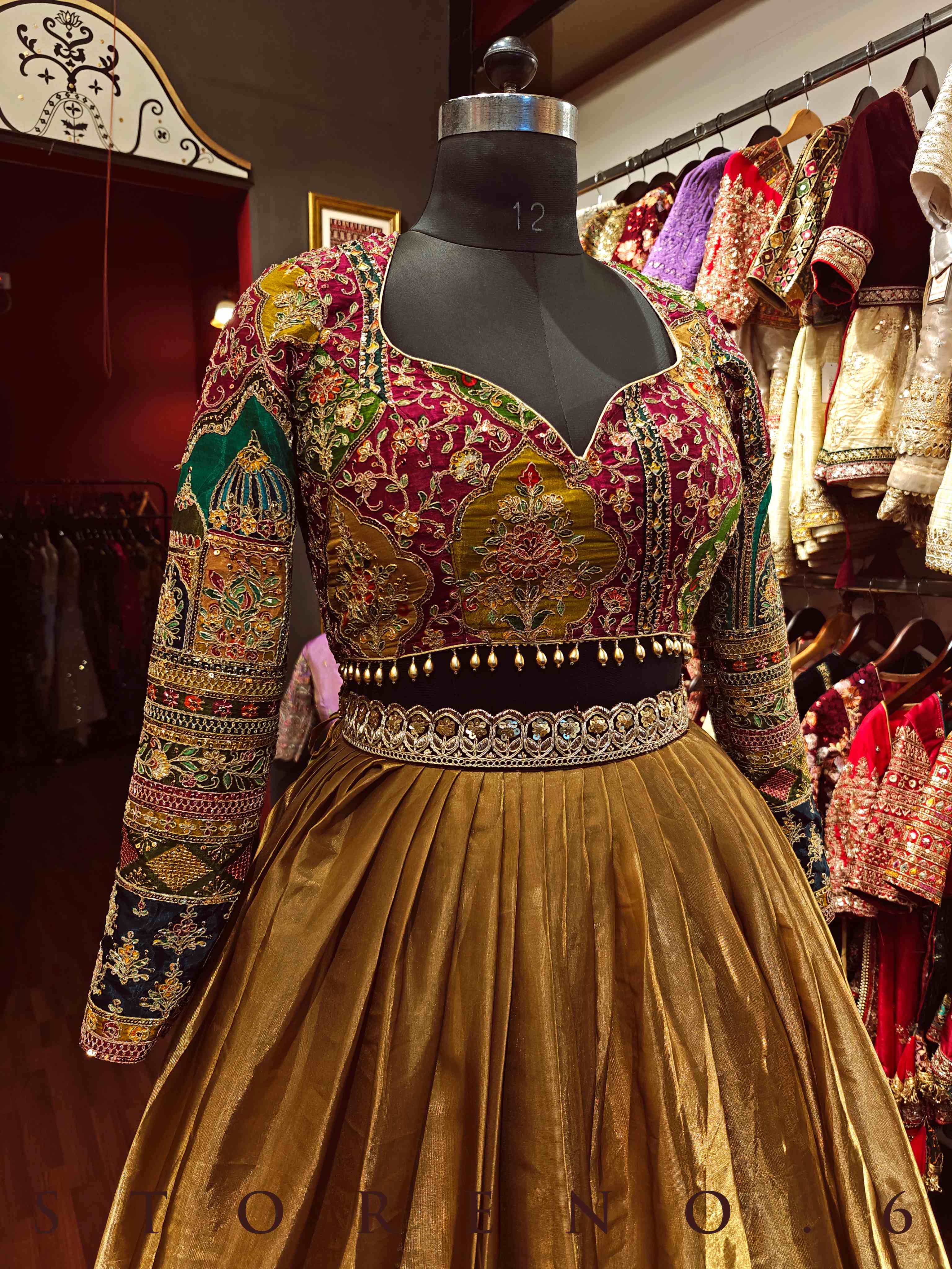 ROSHNI LEHENGA SKIRT WITH STITCHED BLOUSE(WITH CANCAN)