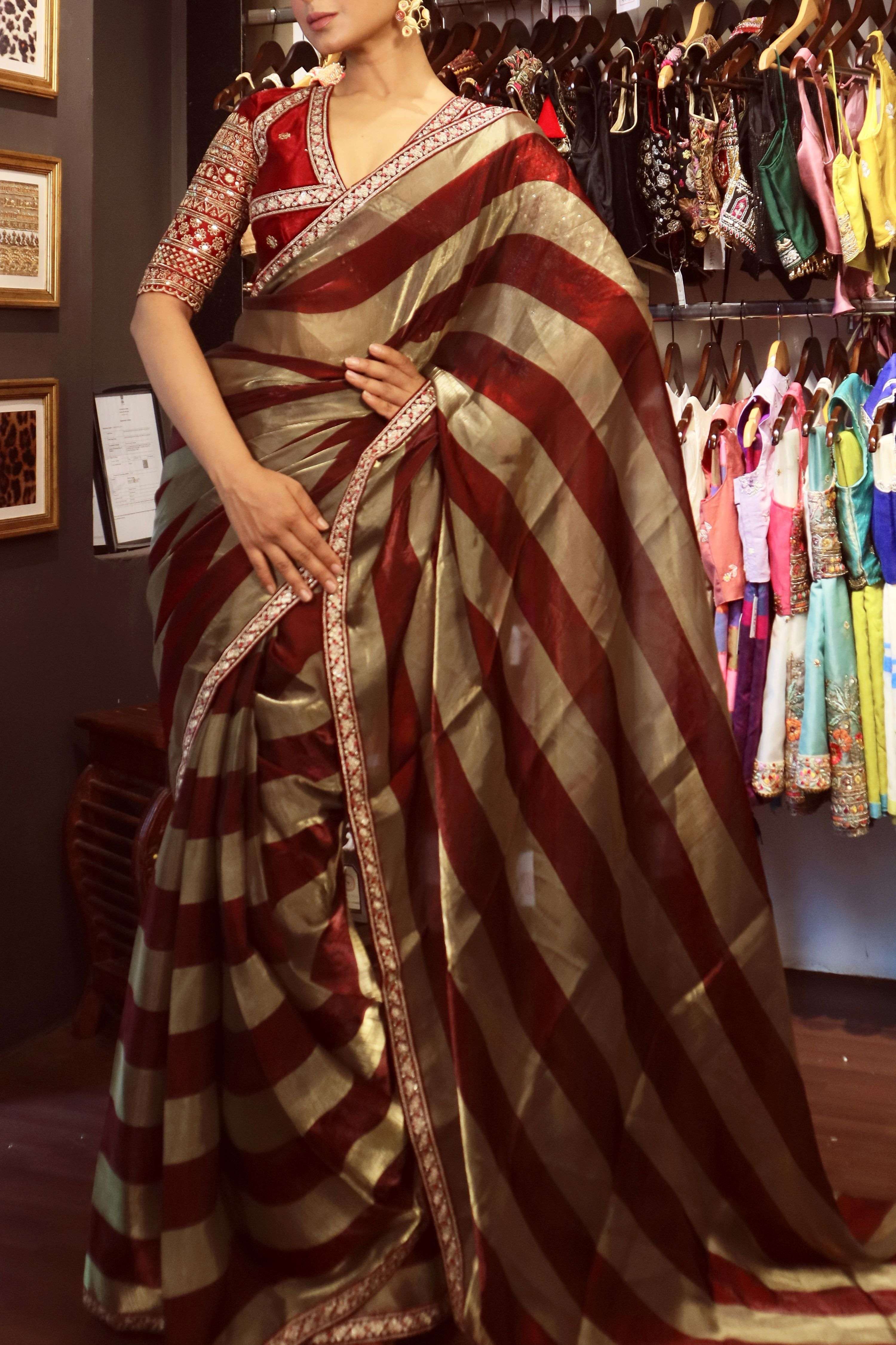 CRIMSON CONTOUR SAREE