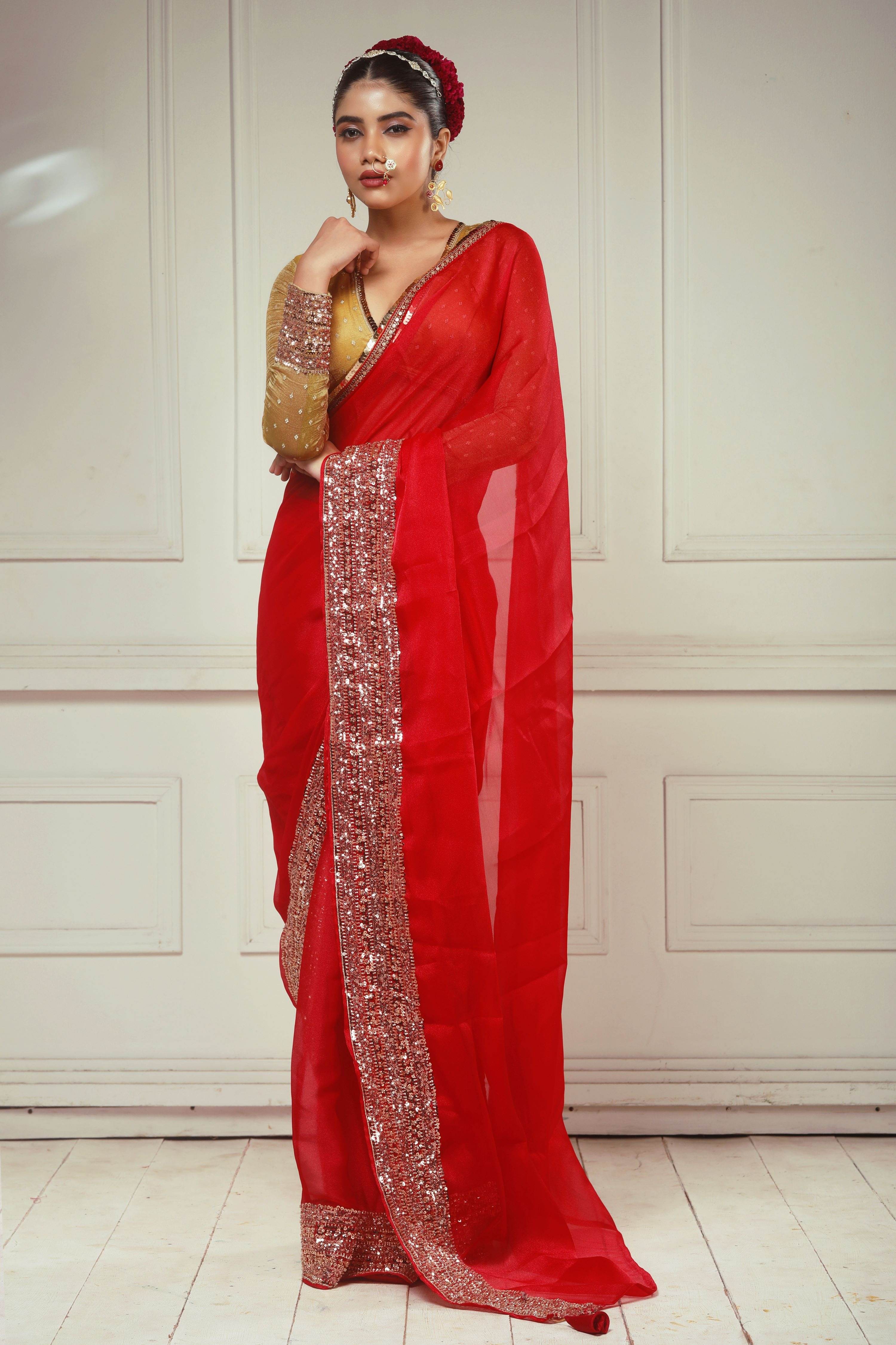 CRIMSON DESIRE SAREE WITH ROYAL DESIRE BLOUSE