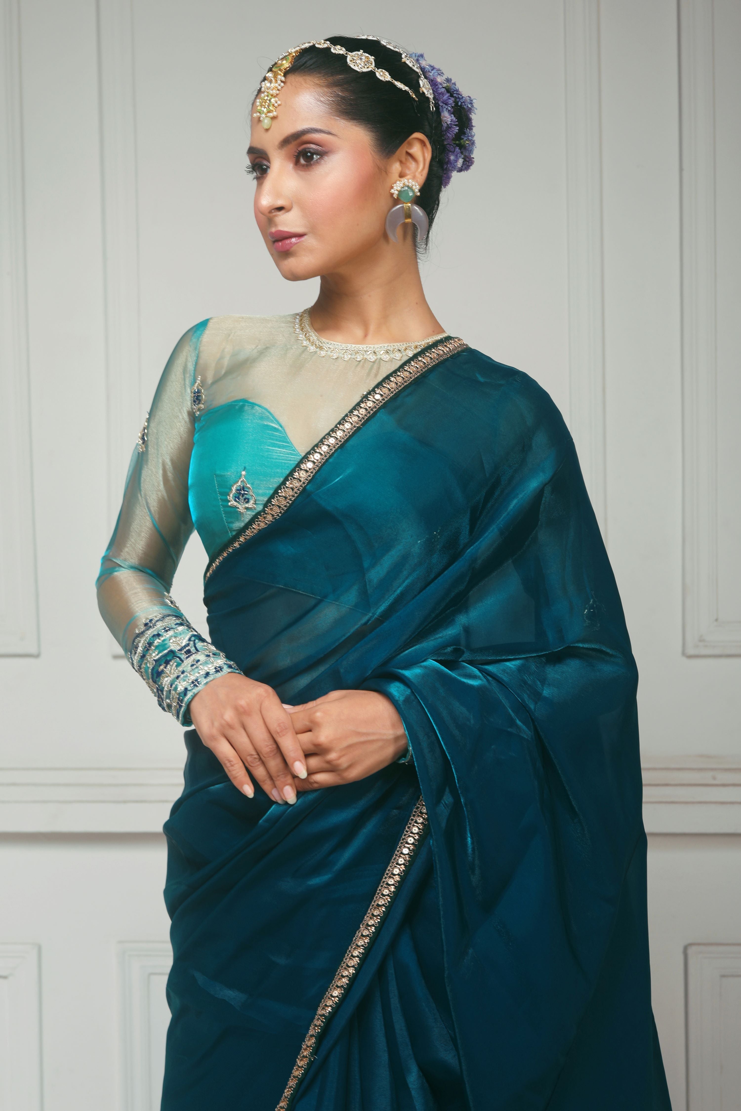 THE SAPPHIRE AFFAIR SAREE  WITH SAPPHIRE SHEESH BLOUSE