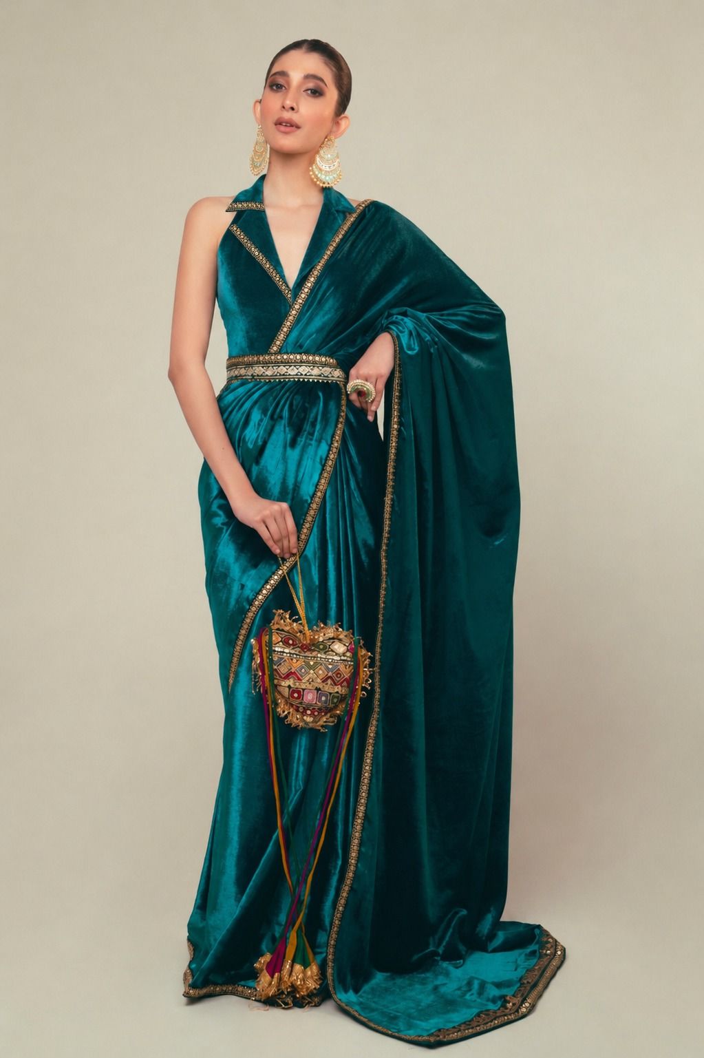 TEAL TEMPT SAREE WITH TEAL THRILL BLOUSE