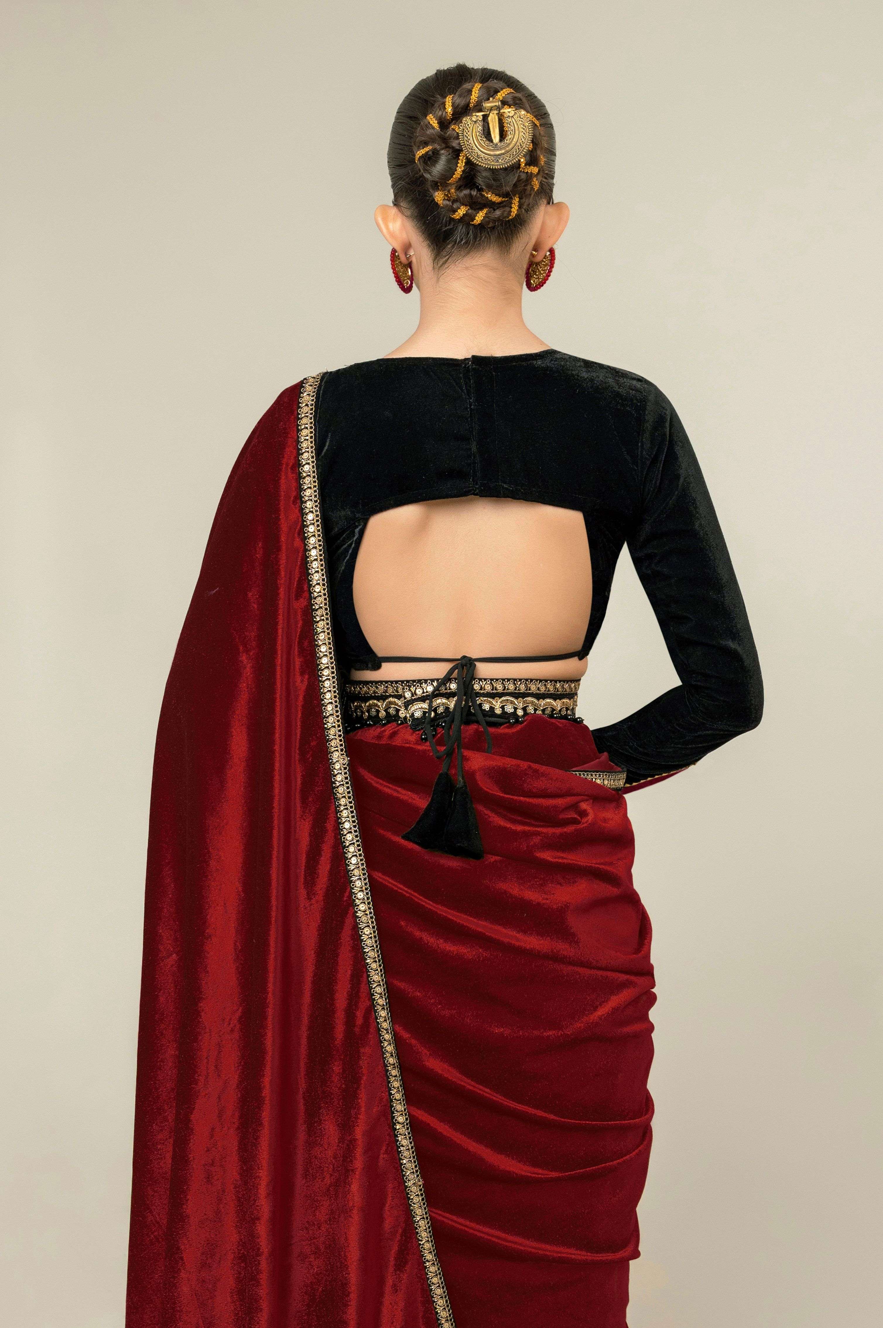 RUBY ROUGE SAREE AND BLOUSE SET