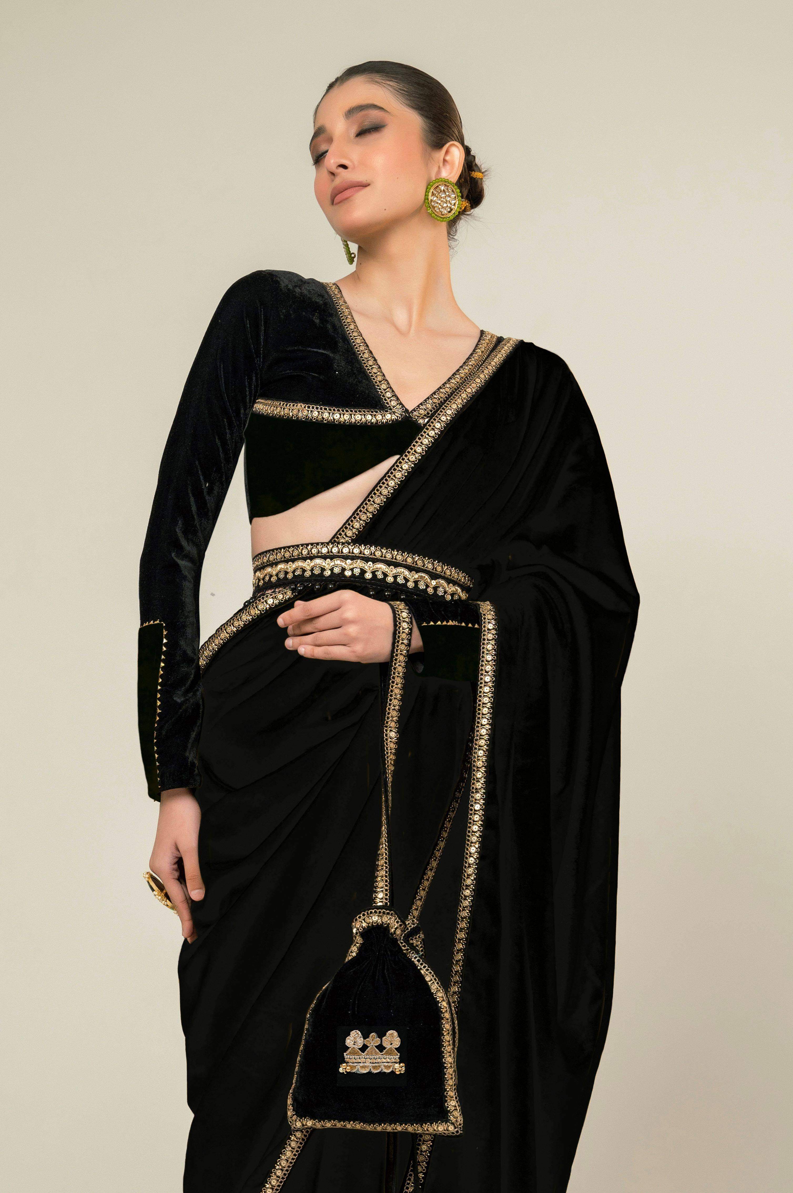VELVET VANITY SAREE WITH MIDNIGHT CHARM BLOUSE