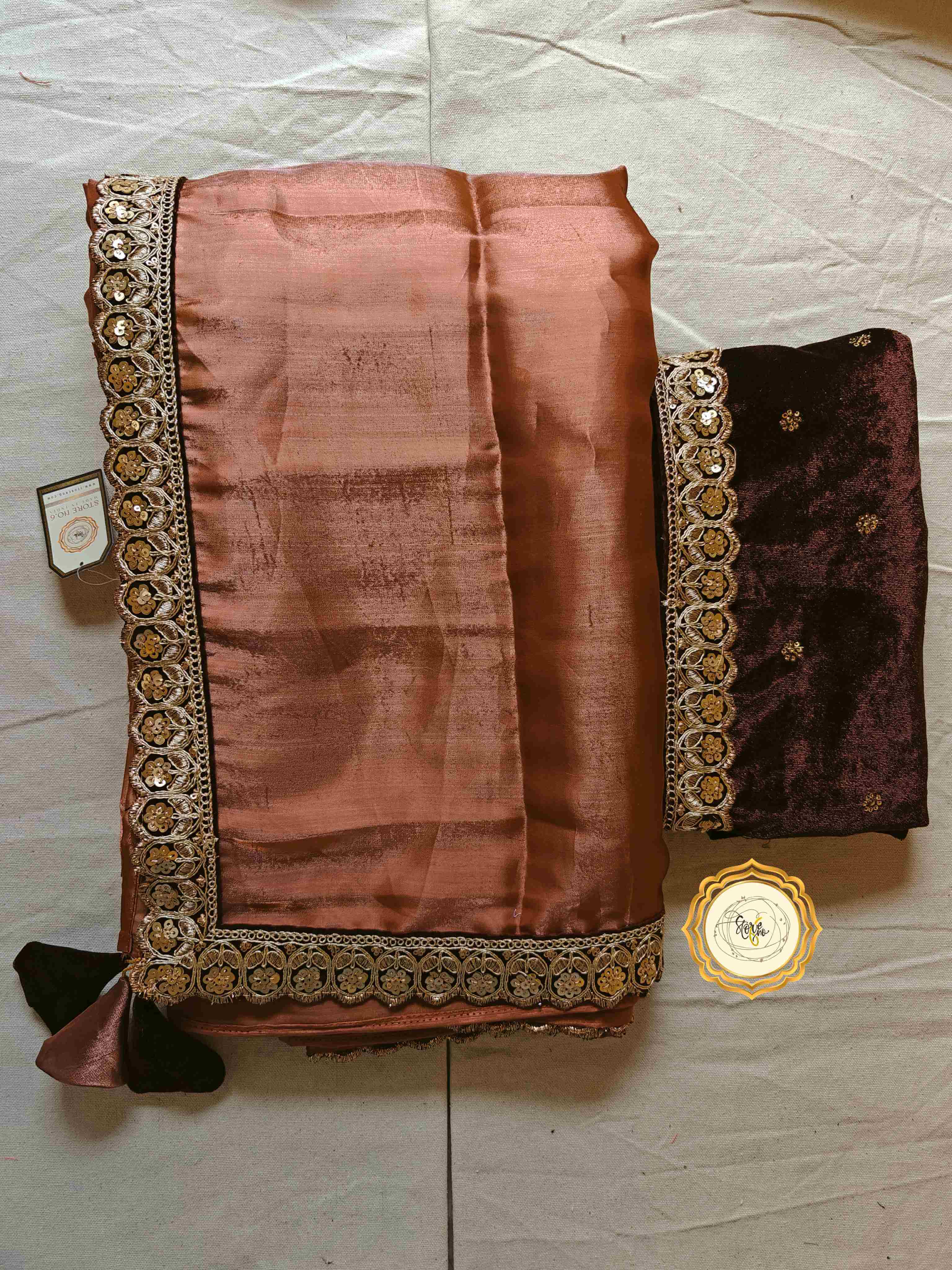PREMIUM COPPER SAREE WITH UNSTITCHED BLOUSE