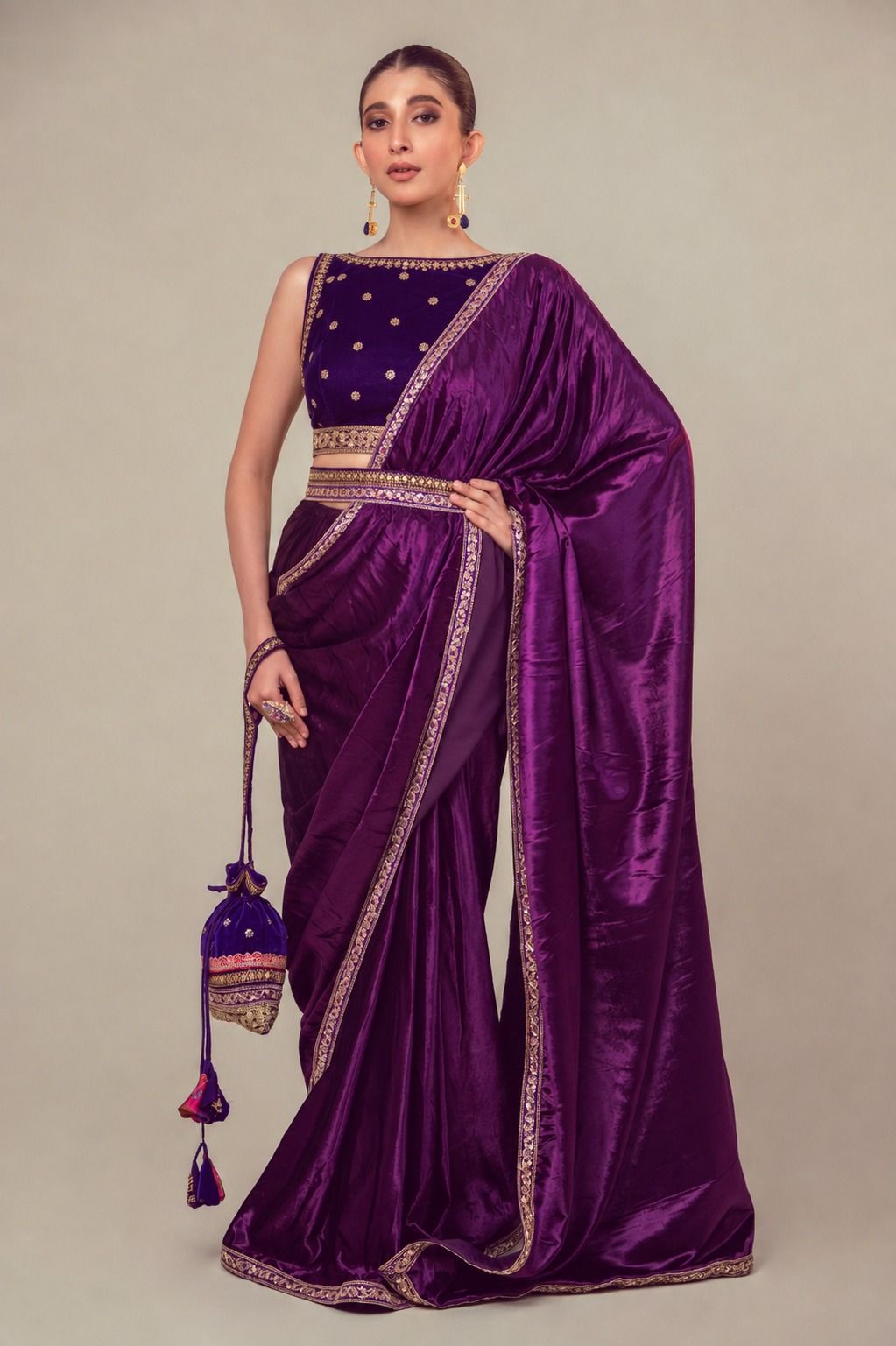POP PALETTE SAREE WITH BERRY BLOOM BLOUSE