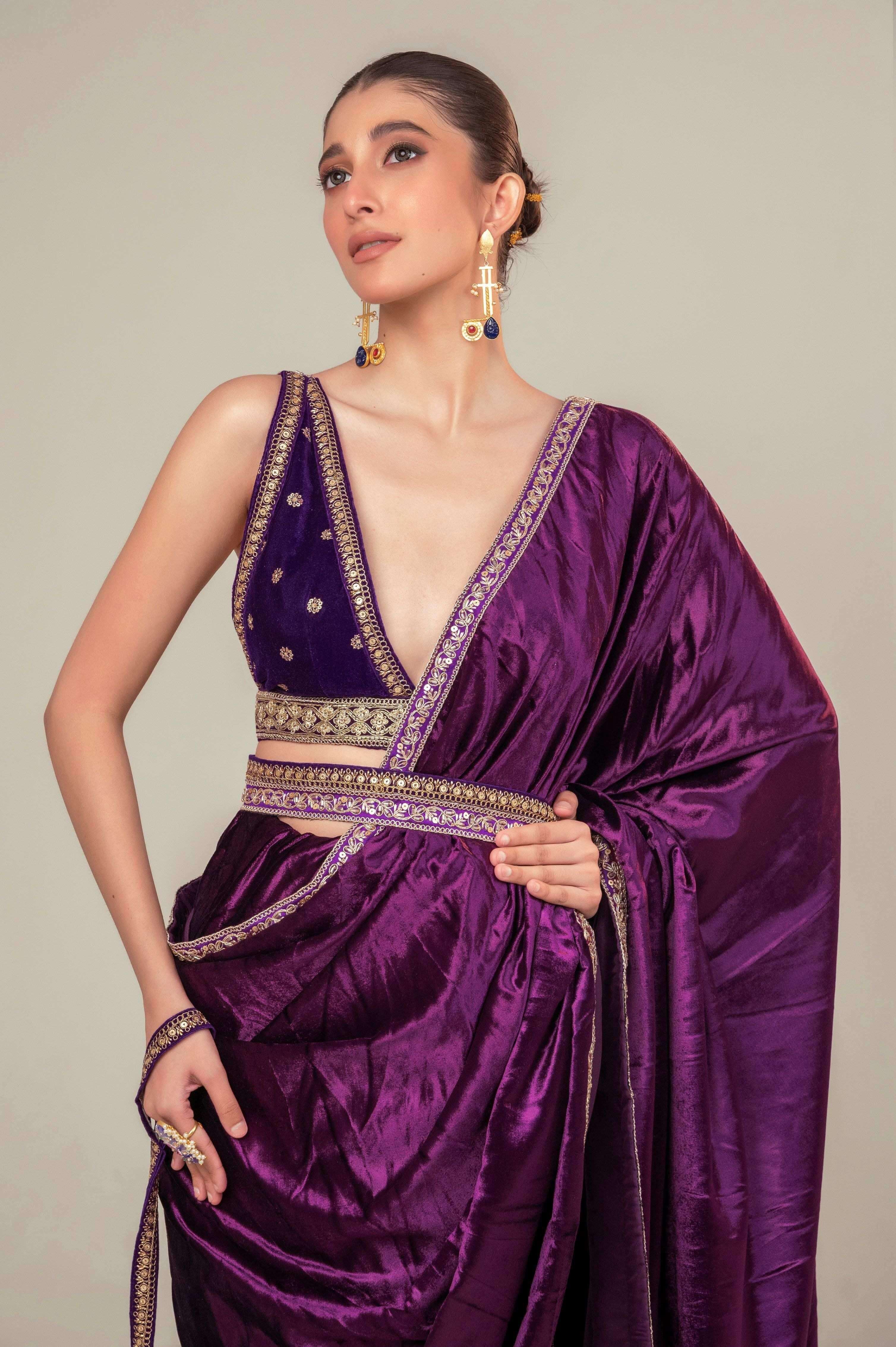 POP PALETTE SAREE WITH BERRY BLINK BLOUSE.