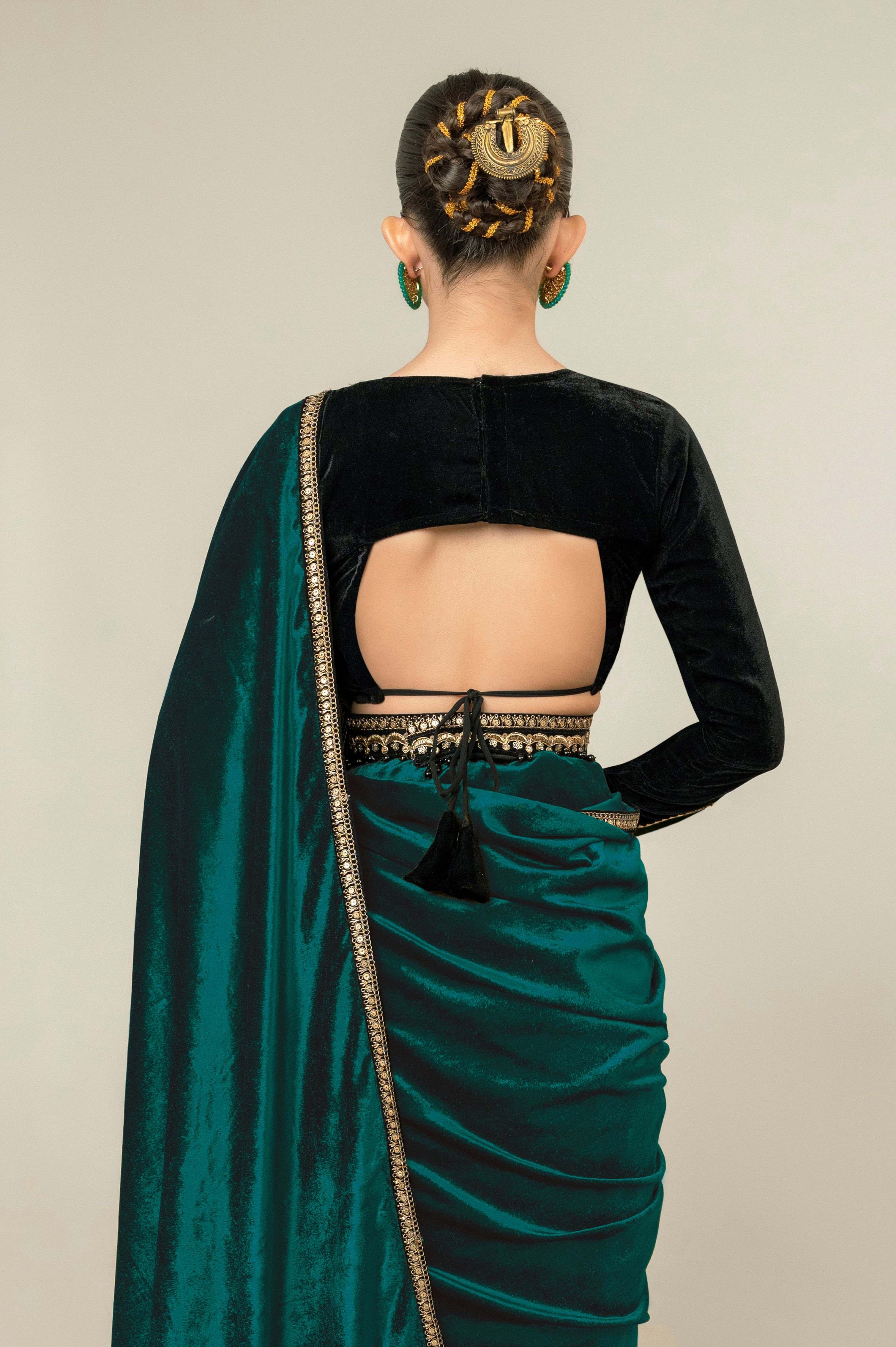 SEA SYMPHONY SAREE WITH MIDNIGHT CHARM BLOUSE