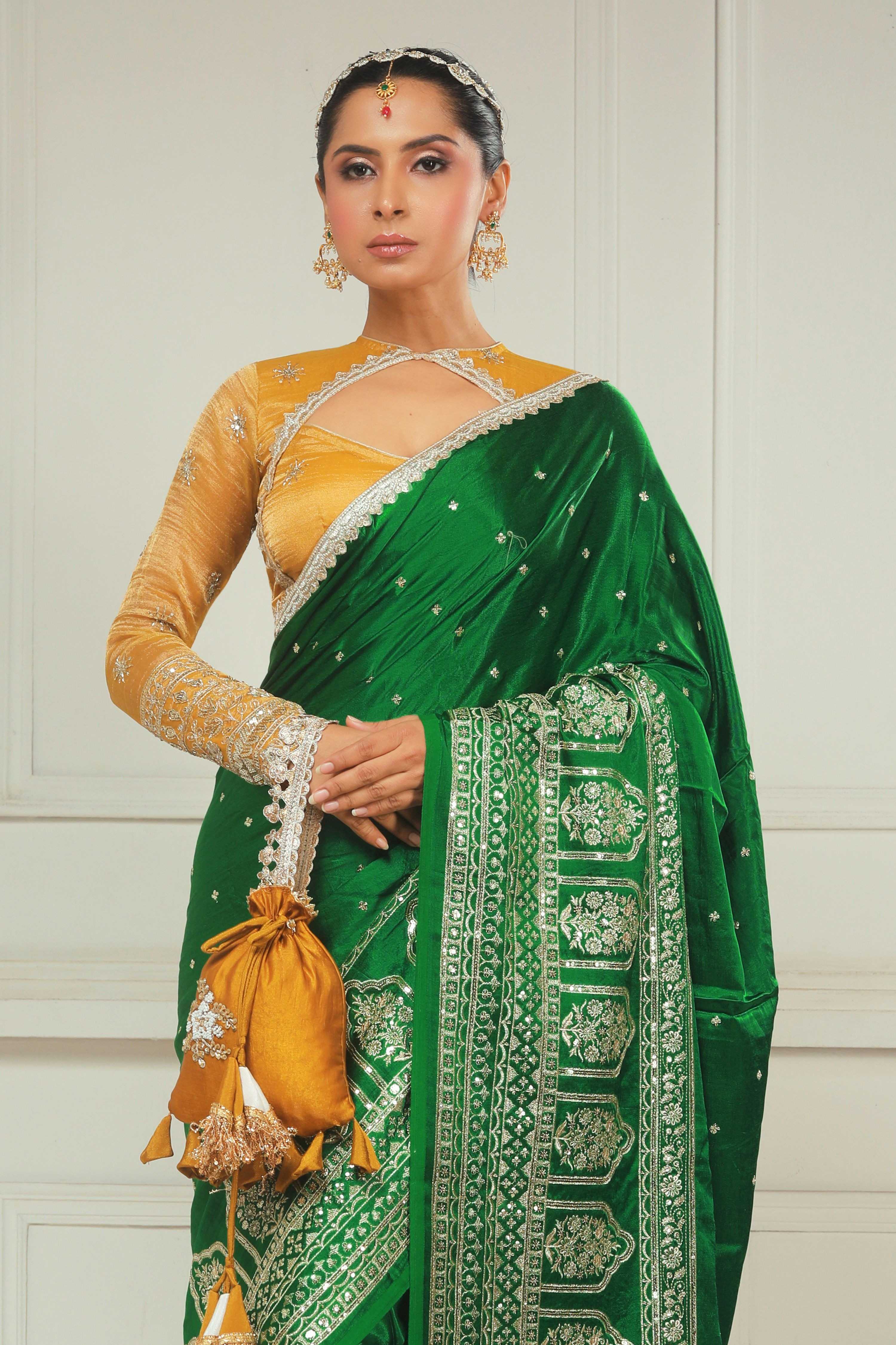 TIMELESS TAPESTRY SAREE WITH HONEY WILDFLOWER BLOUSE