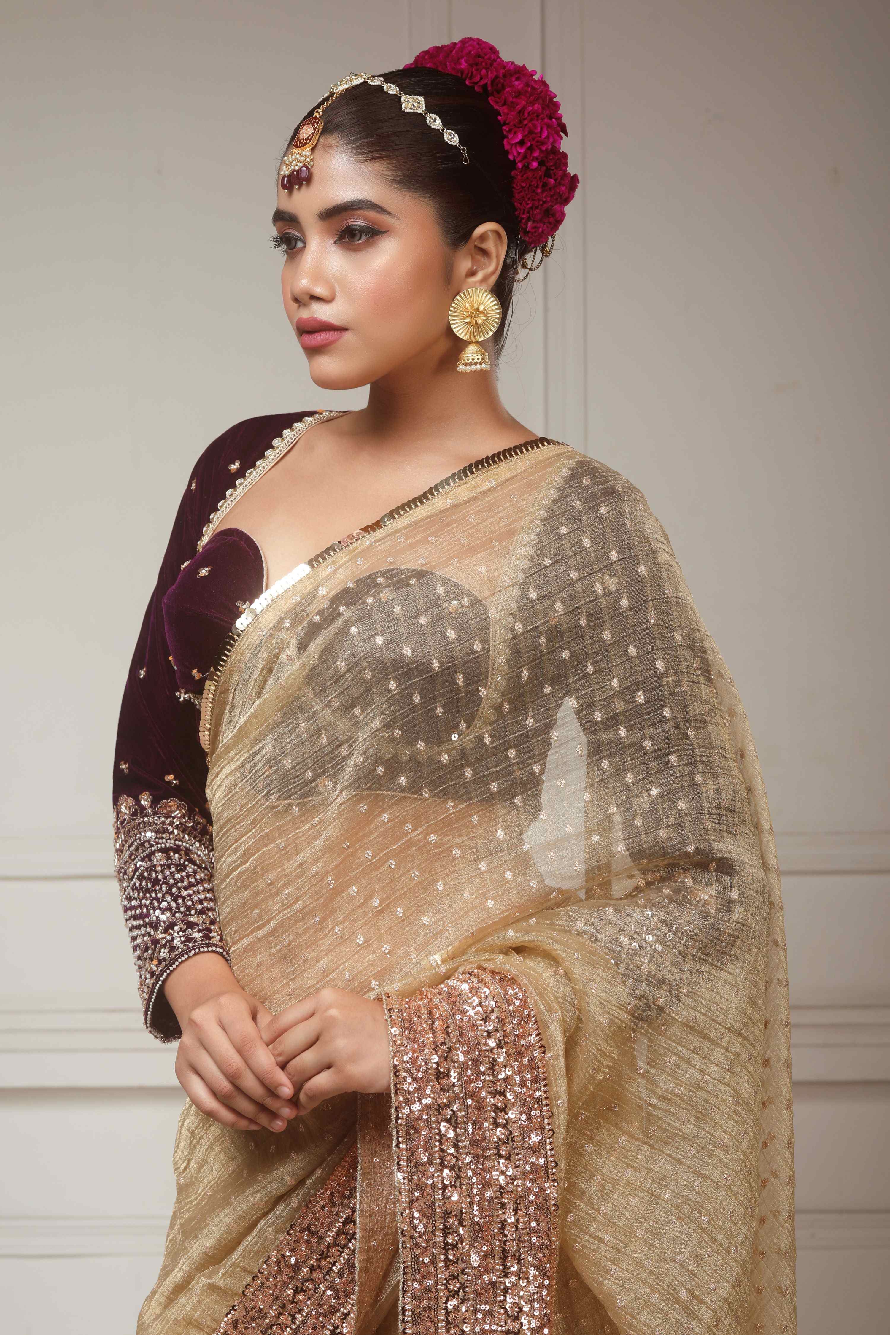 SUNKISSED DESIRE SAREE WITH GLAM GRANDEUR BLOUSE