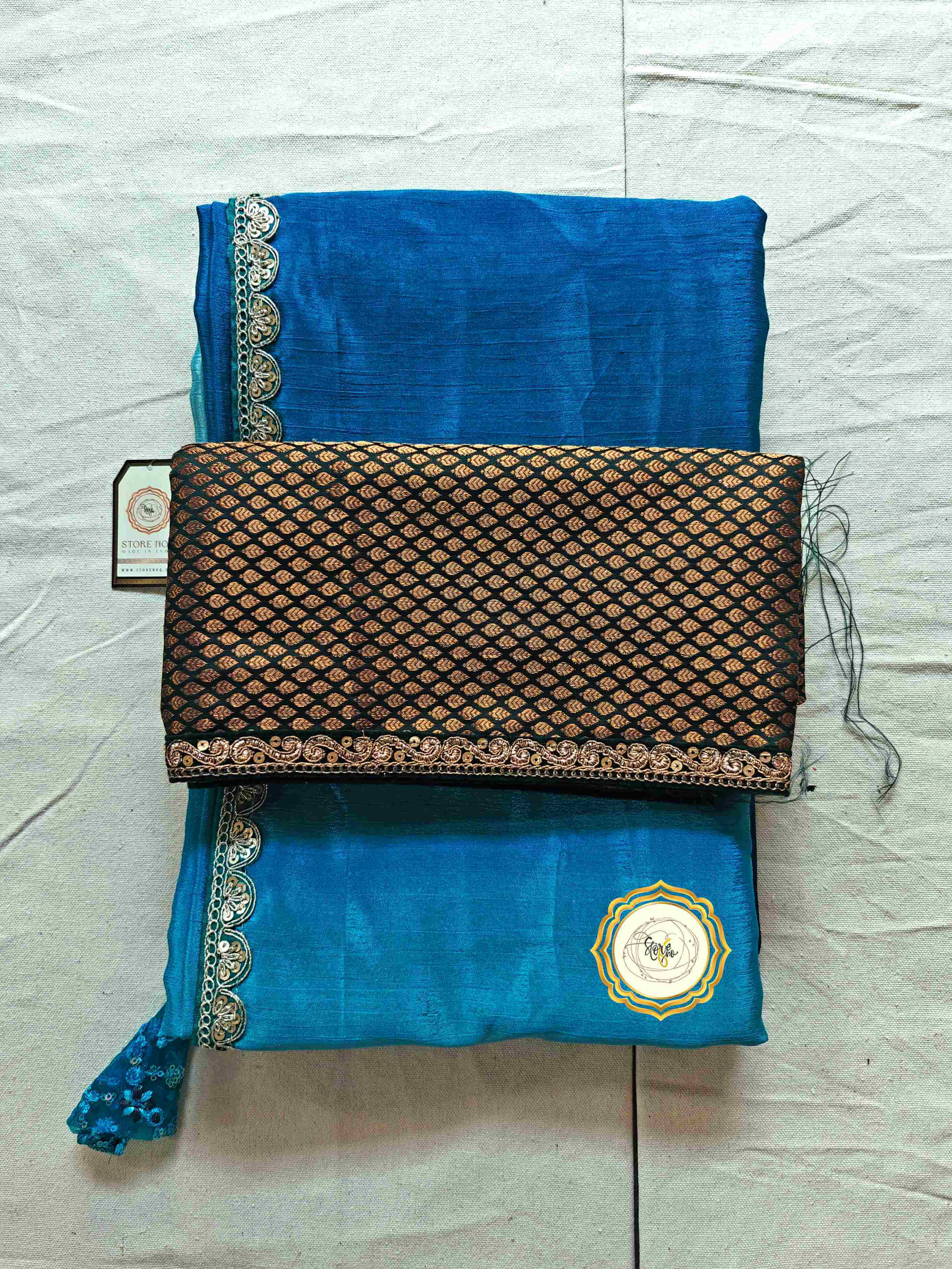 OMBRE BLUE SAREE WITH UNSTITCHED BLOUSE