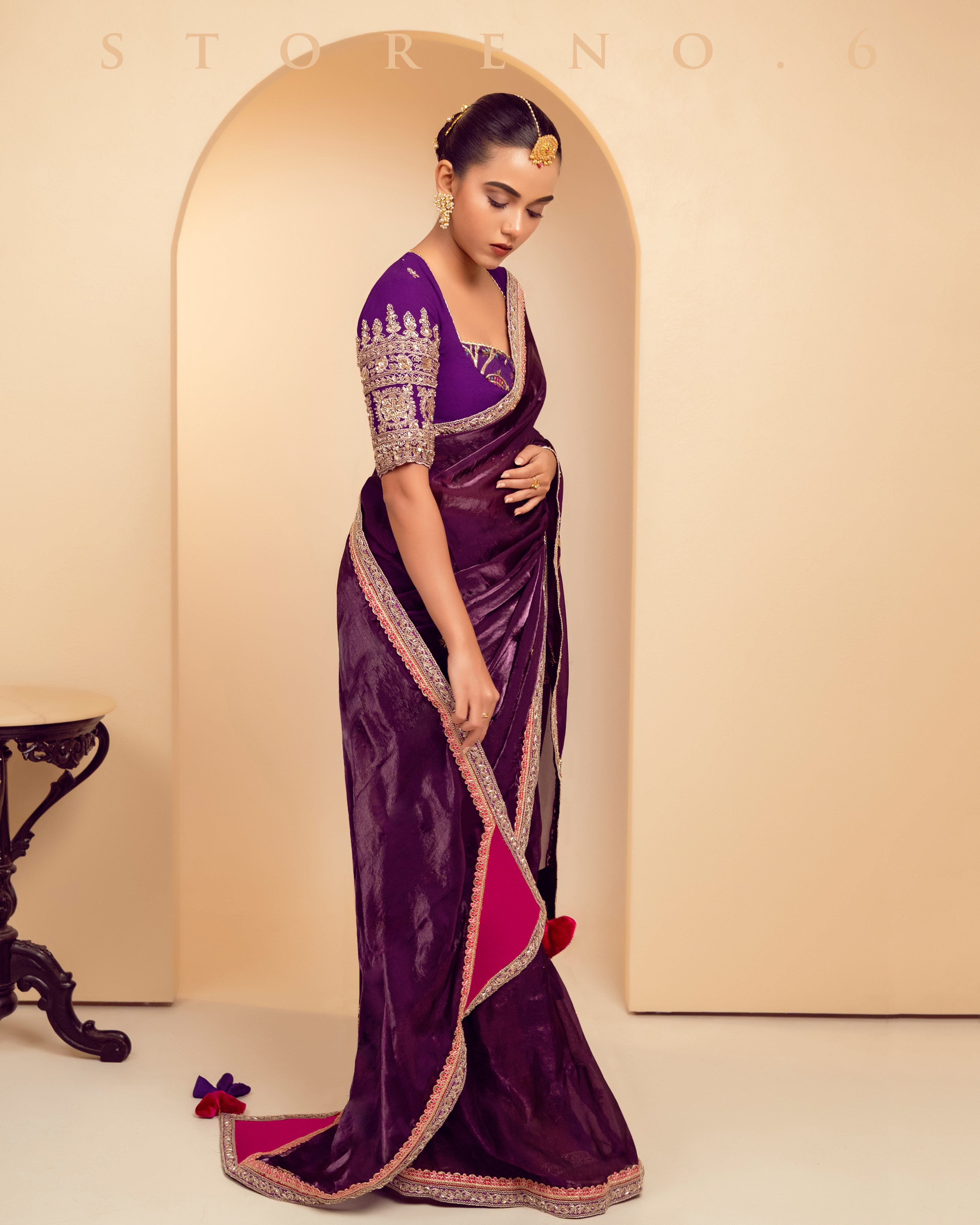 PLUM PALETTE SAREE WITH MAJESTIC MUSE BLOUSE