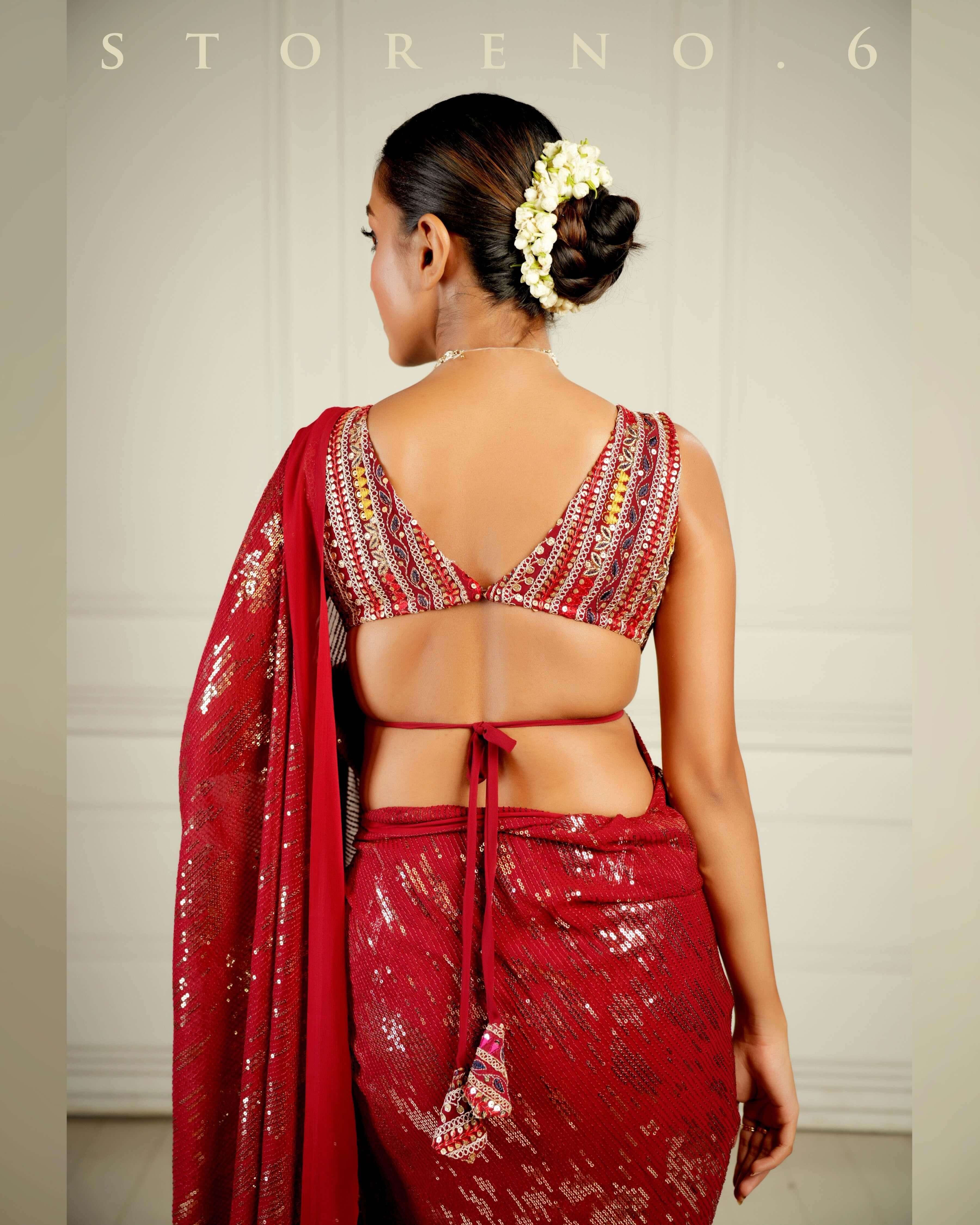 RUBY MARTINI COCKTAIL SAREE WITH SASS OF BERRY BLOUSE.