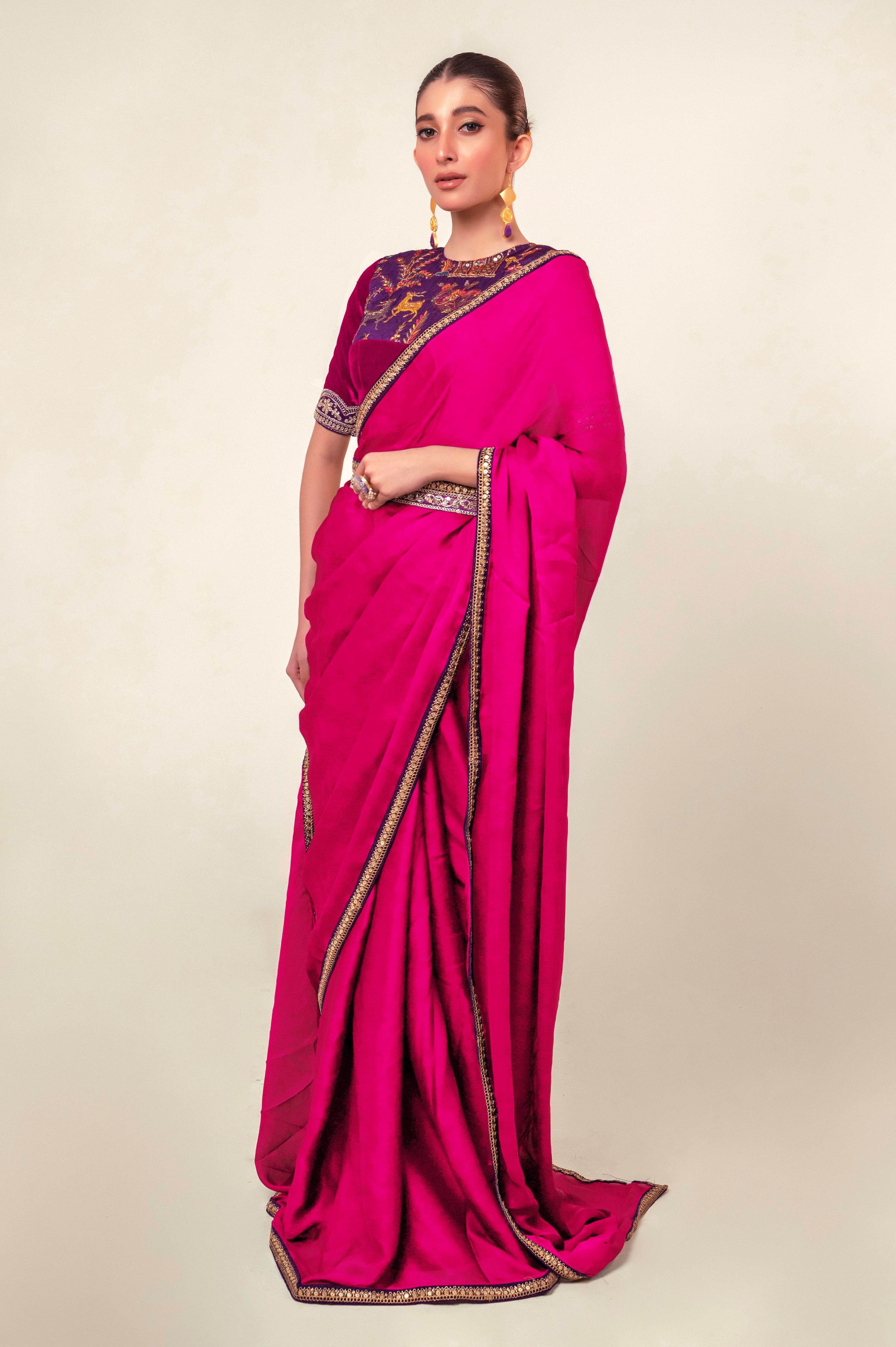 BLUSH BLOOM SAREE WITH ROSY HAZE BLOUSE