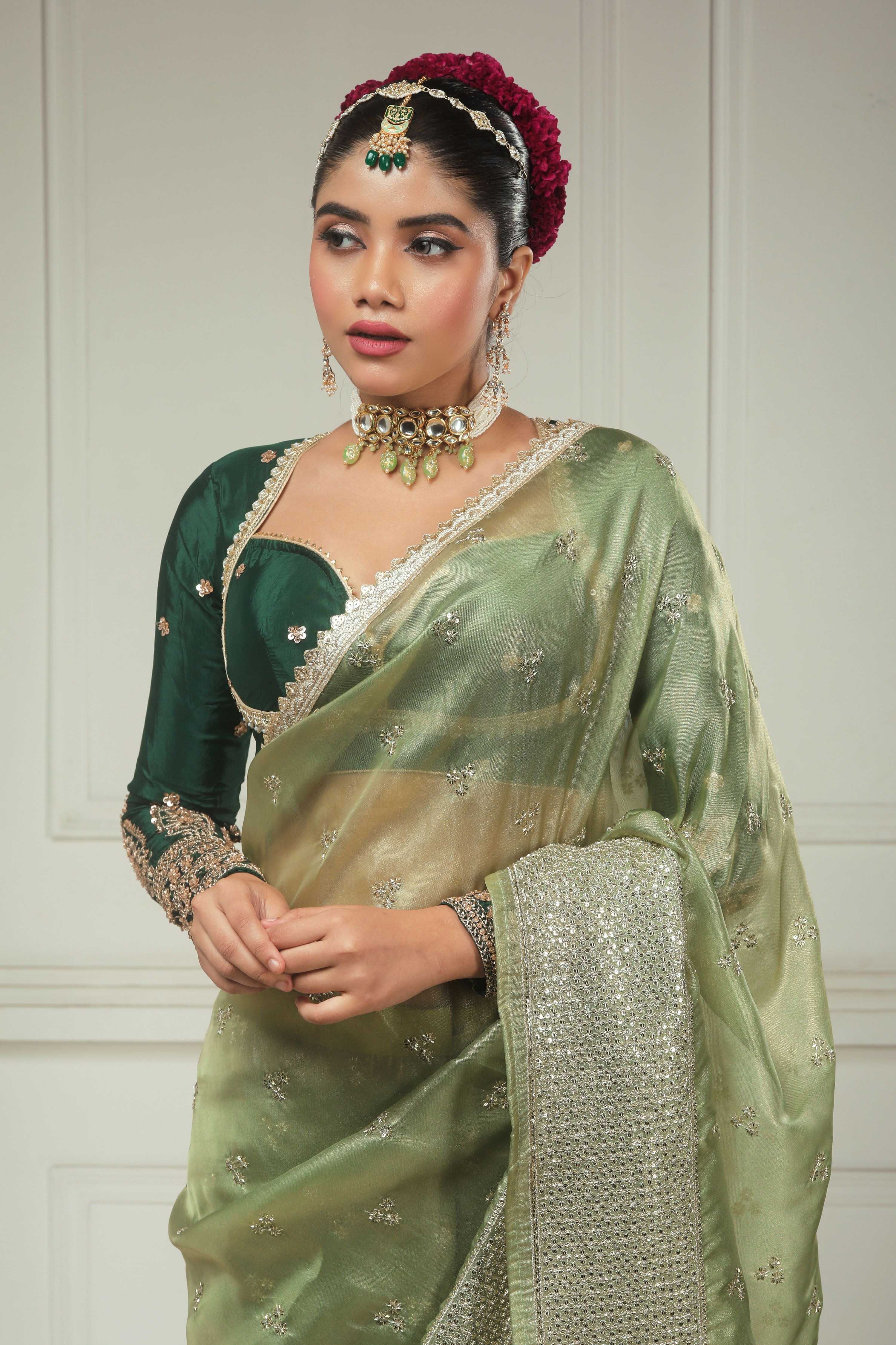 SAGE FANTASY SAREE WITH JEWEL LUXE BLOUSE