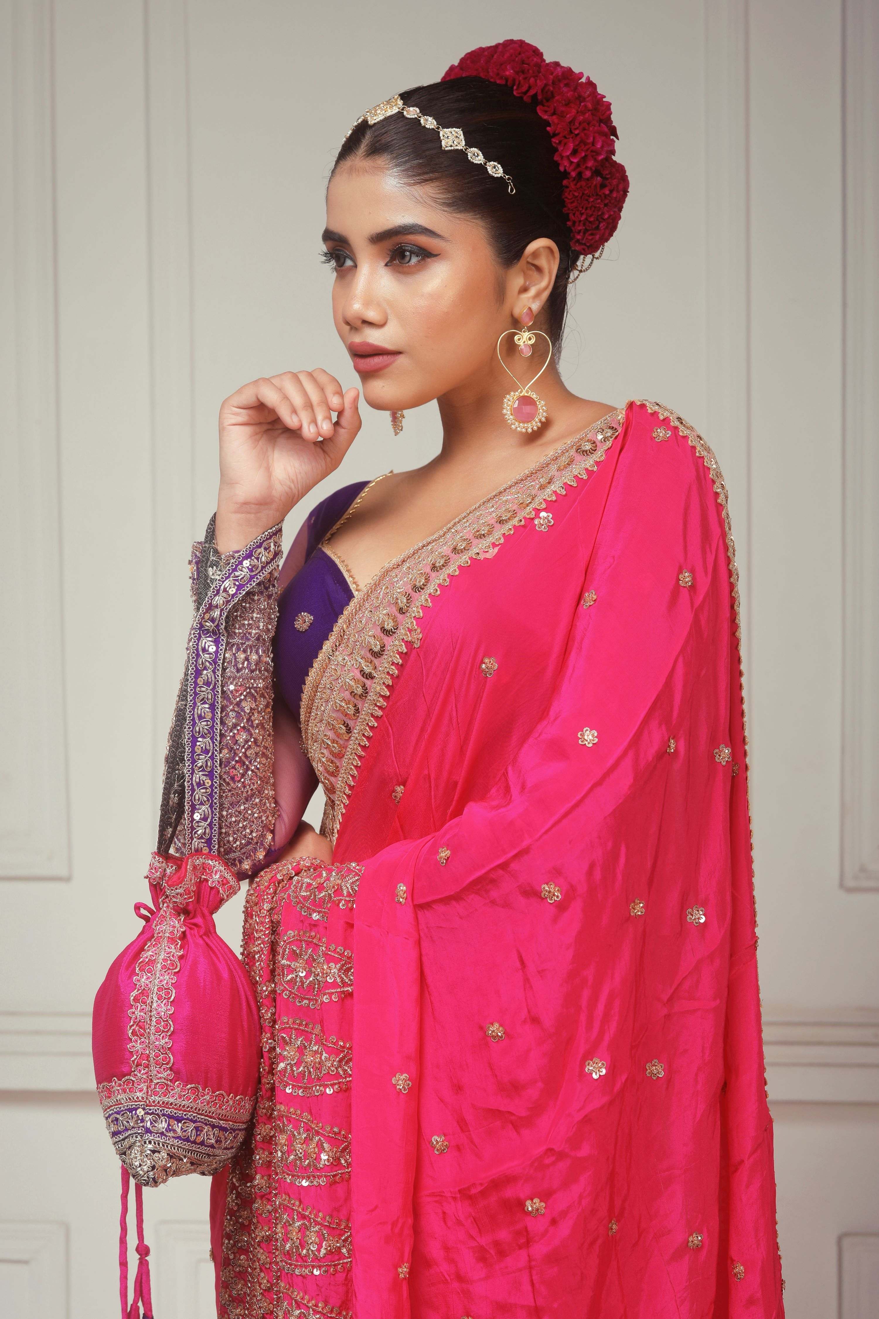 ROSE LUXE SAREE WITH MAJESTIC CHANDELIER BLOUSE