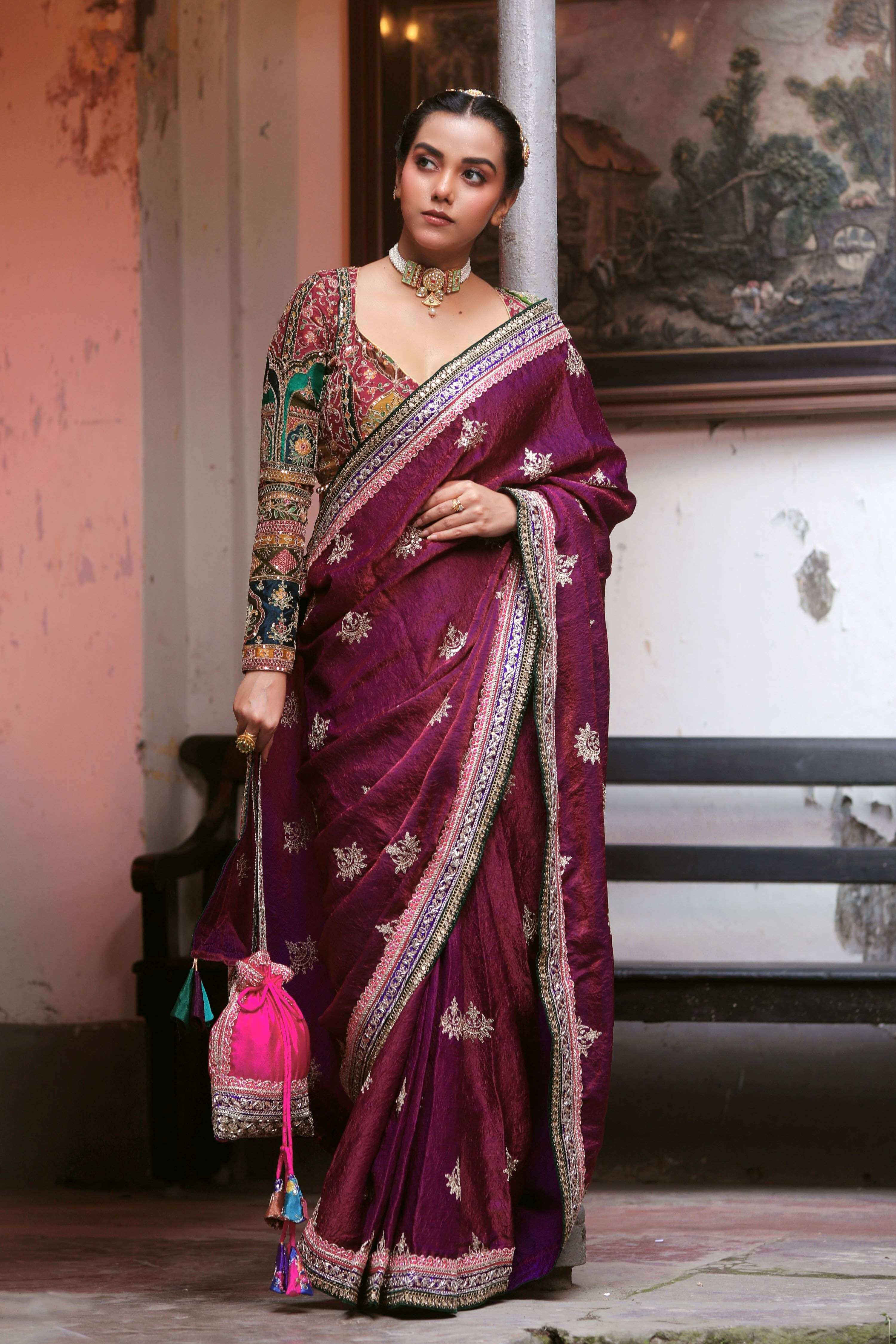 WINE WALTZ SAREE