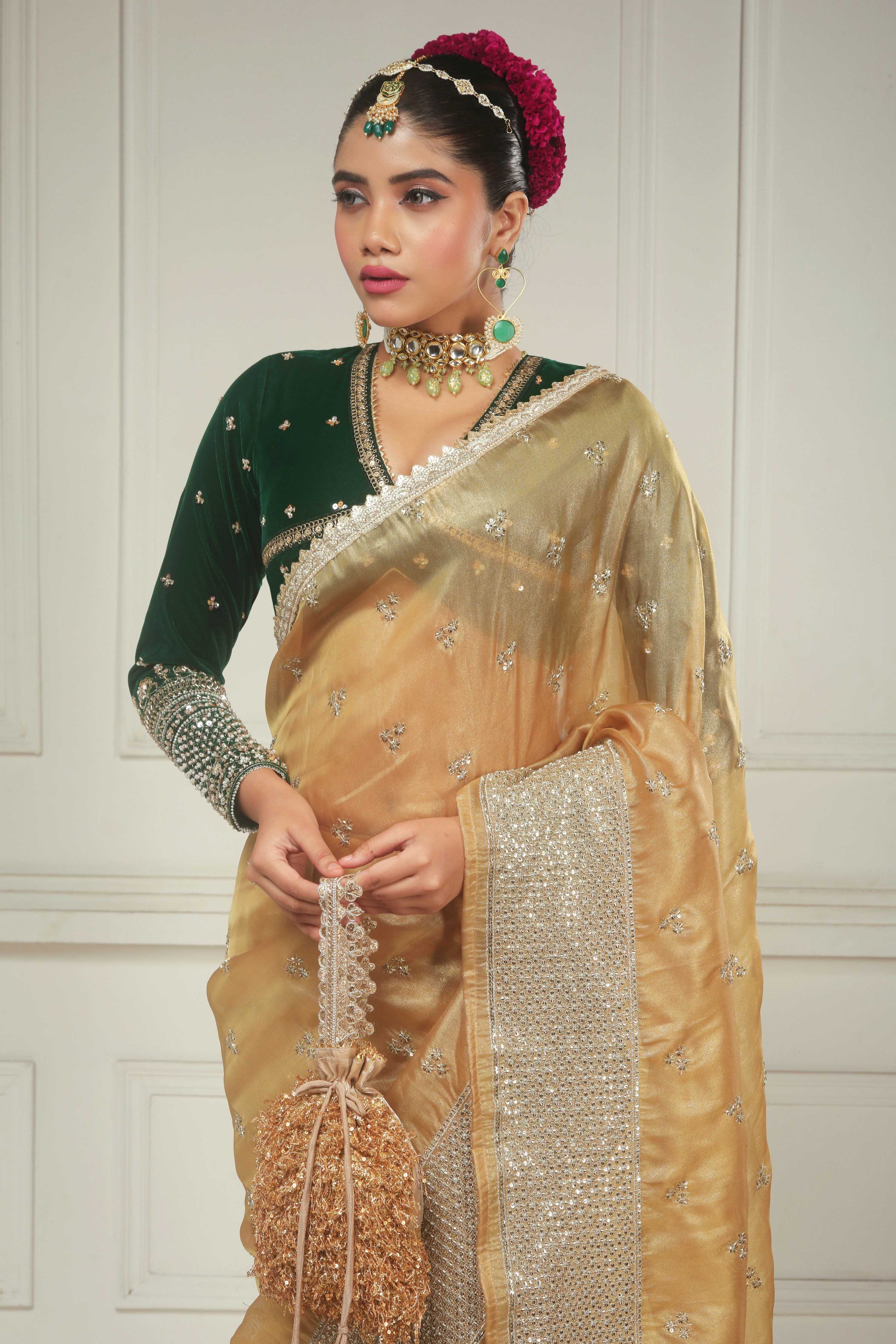 RADIANT FANTASY SAREE WITH GARDEN GRANDEUR BLOUSE