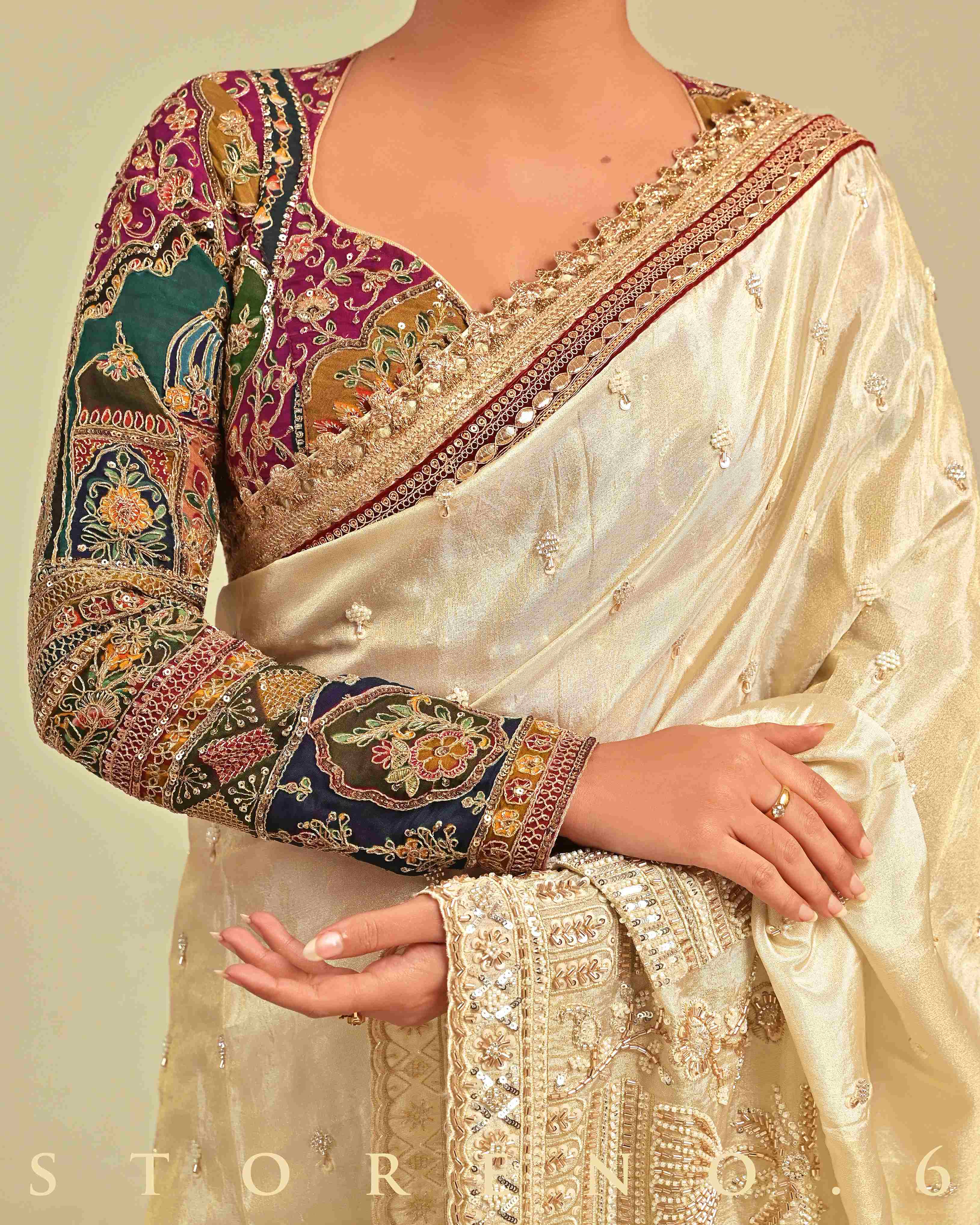 IVORY INSIGHT SAREE WITH COUTURE CHARM BLOUSE