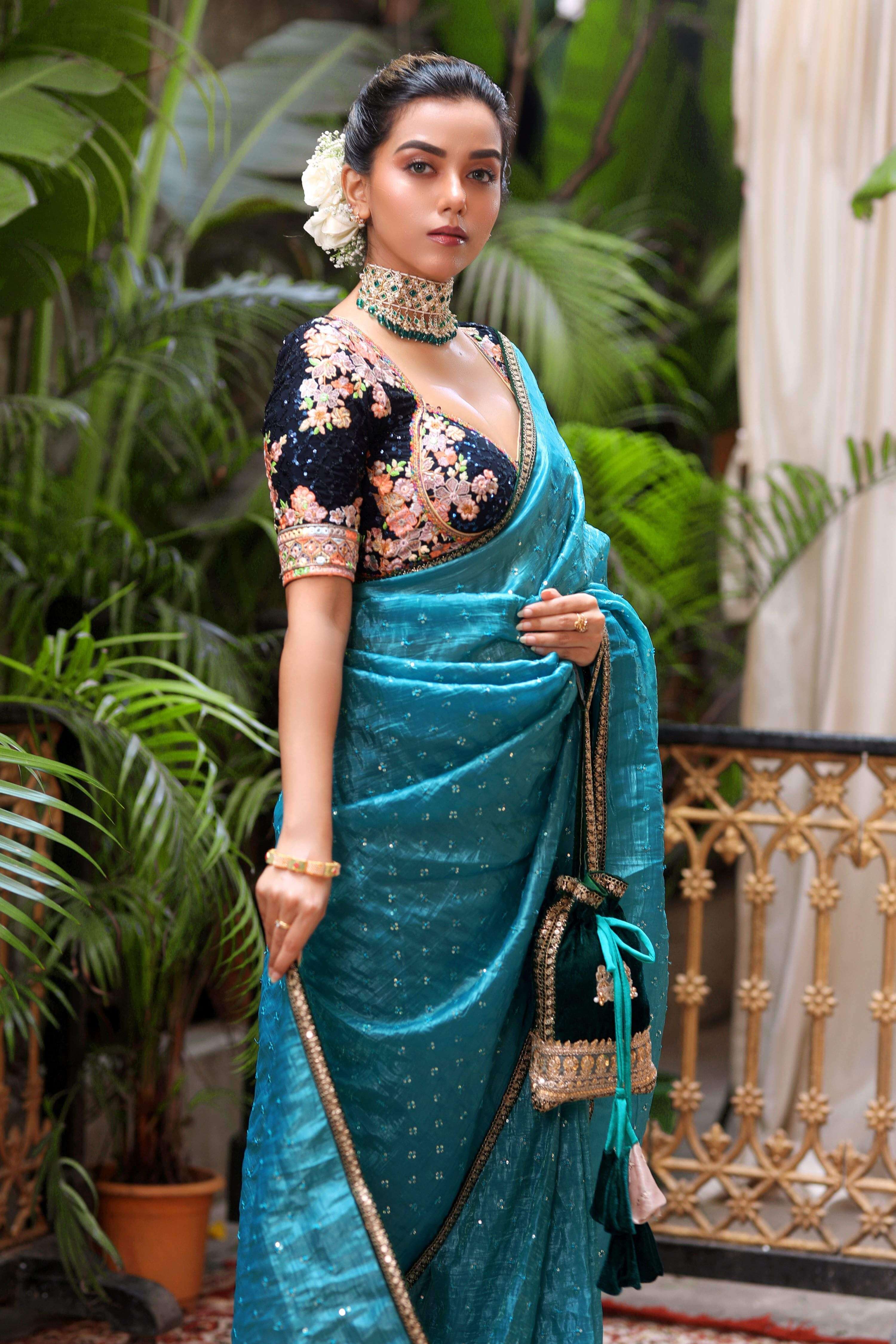 TEAL TEMPTATION SAREE WITH NEELI AFSOON BLOUSE