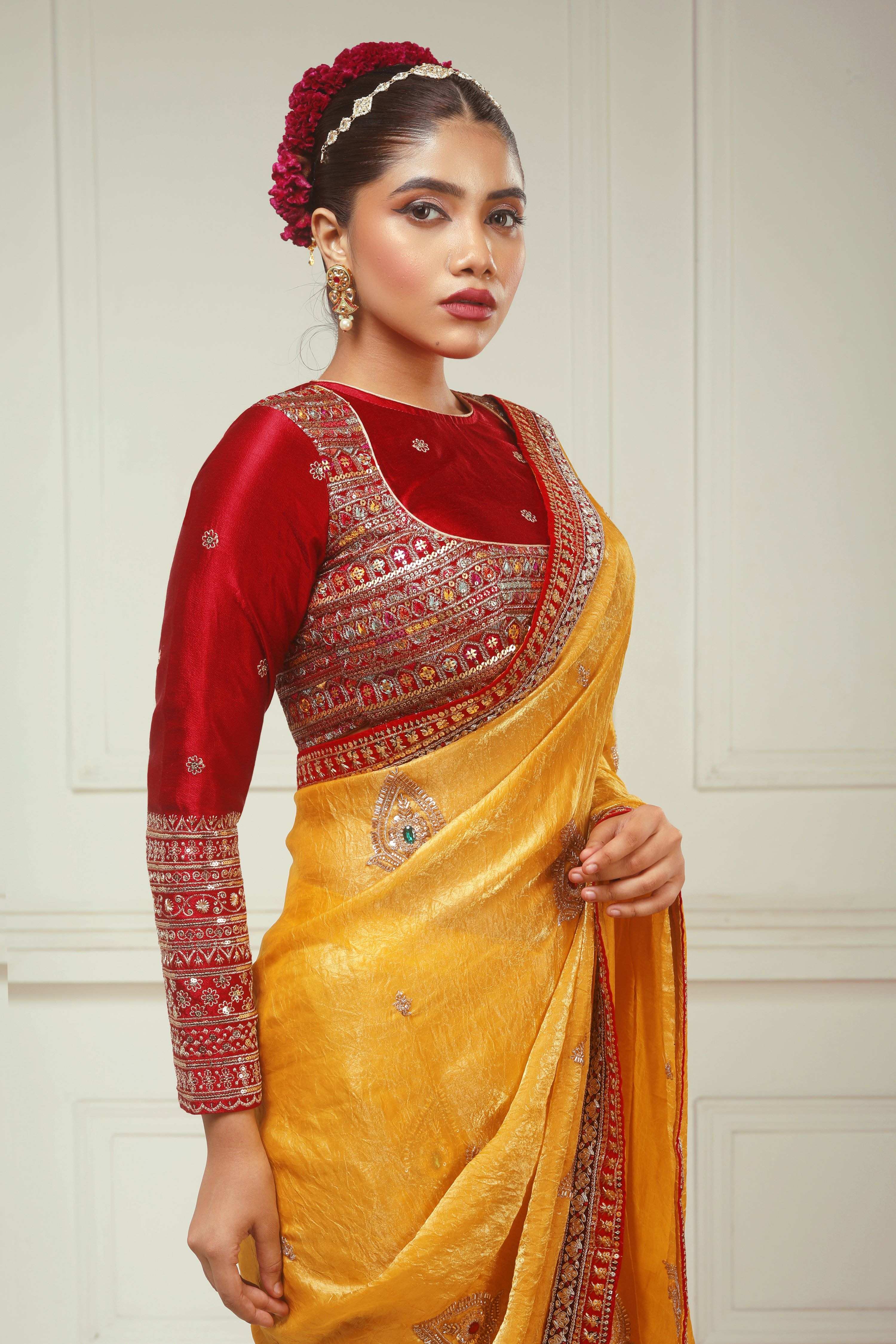 KUNDAN KATHA SAREE WITH ABSOLUTE APPEAL BLOUSE
