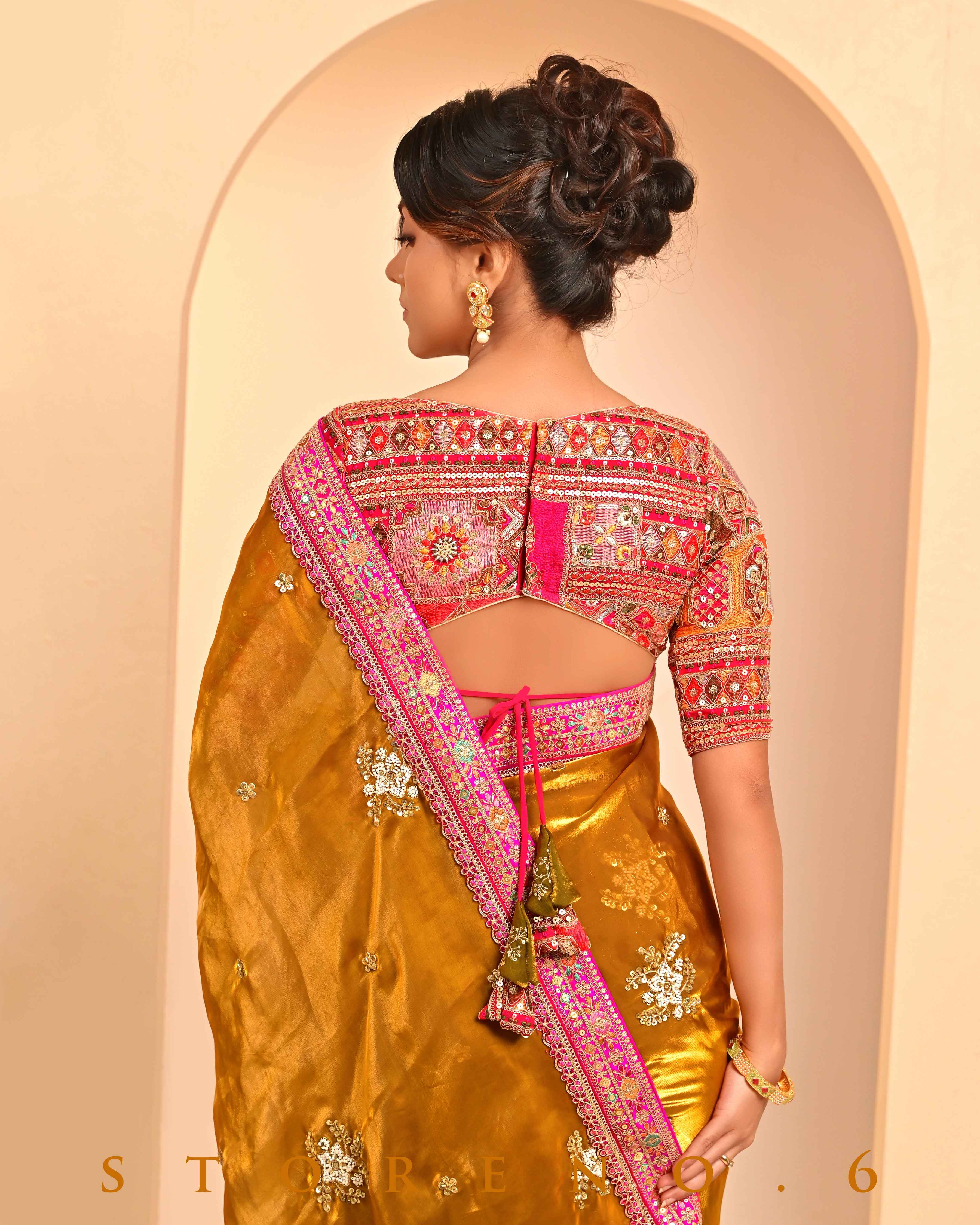 ETHEREAL EMPRESS SAREE WITH FUCHSIA FUSION FESTIVE BLOUSE