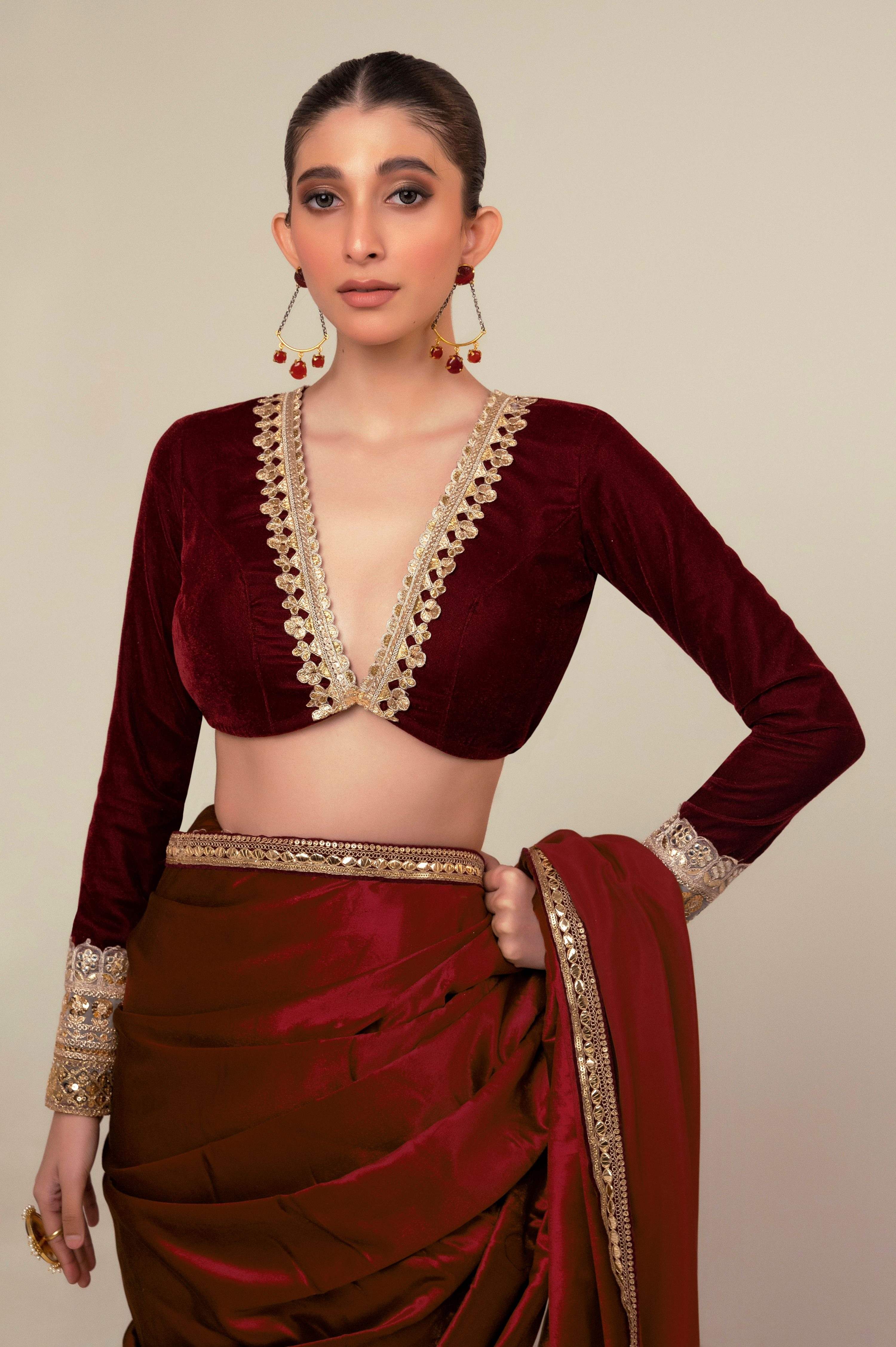 LUXE ROMANCE SAREE WITH OXBLOOD EDGE BLOUSE