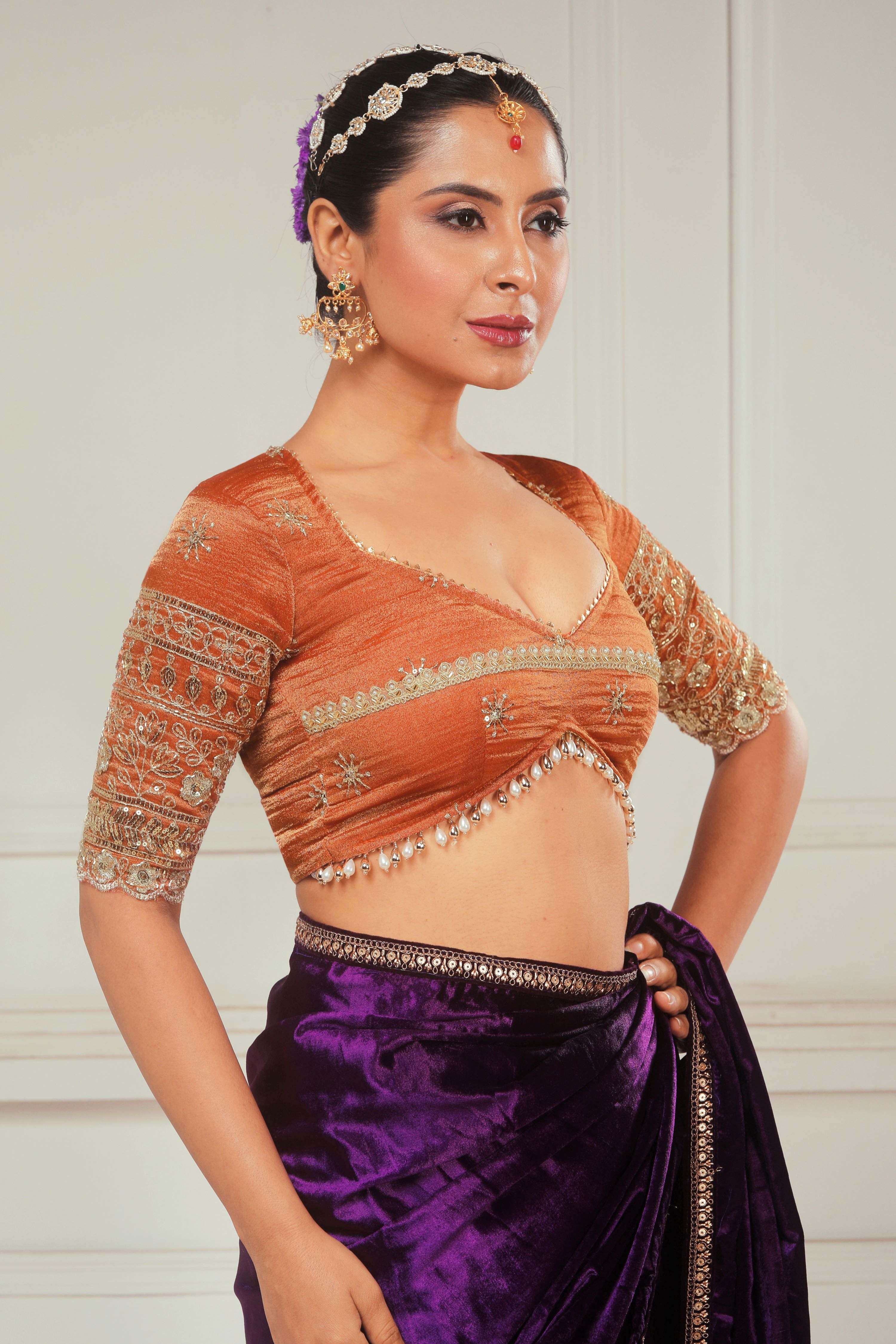 DARLING DRAPE SAREE WITH BLUSH WILDFLOWER BLOUSE