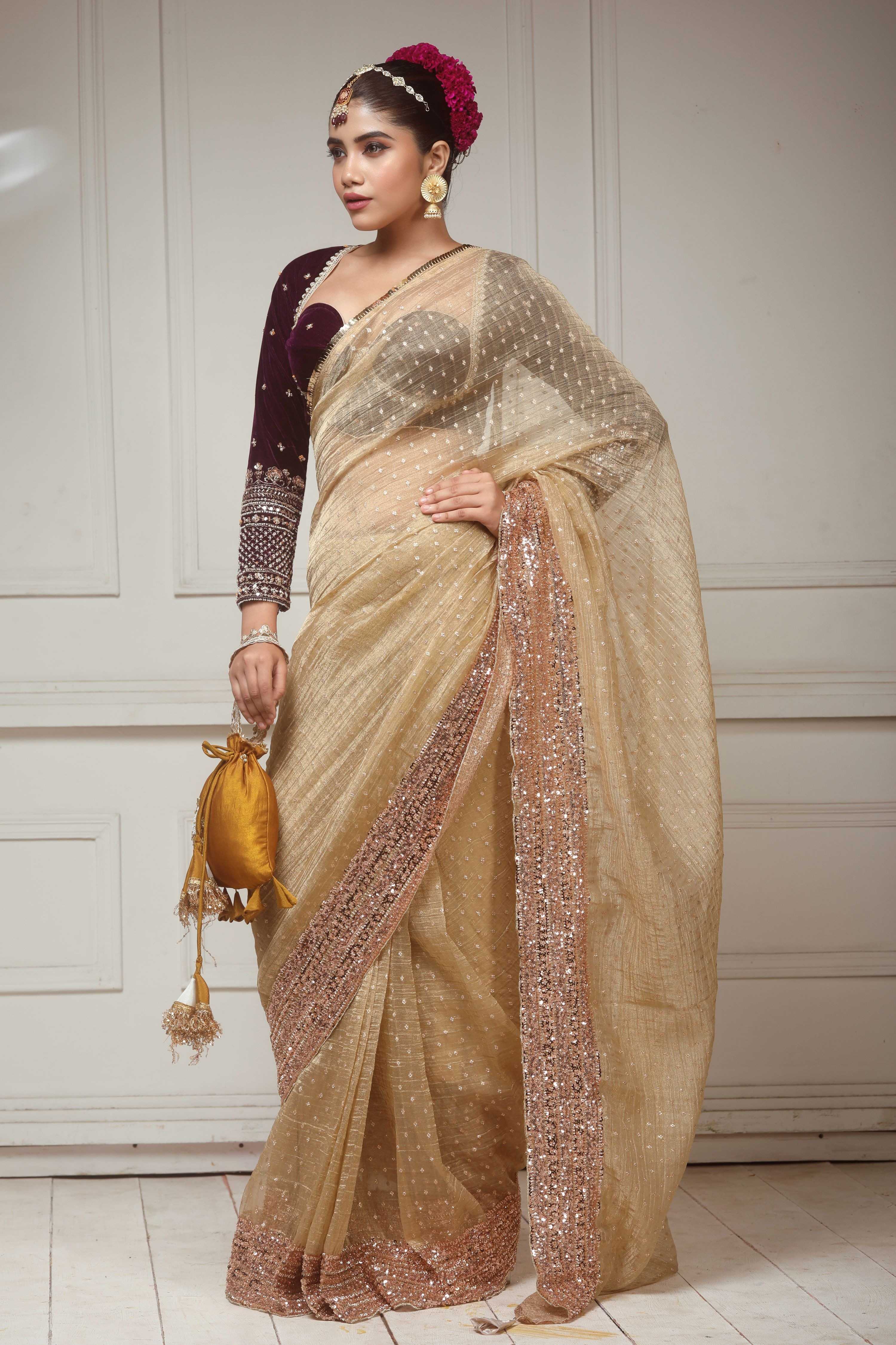 SUNKISSED DESIRE SAREE WITH GLAM GRANDEUR BLOUSE