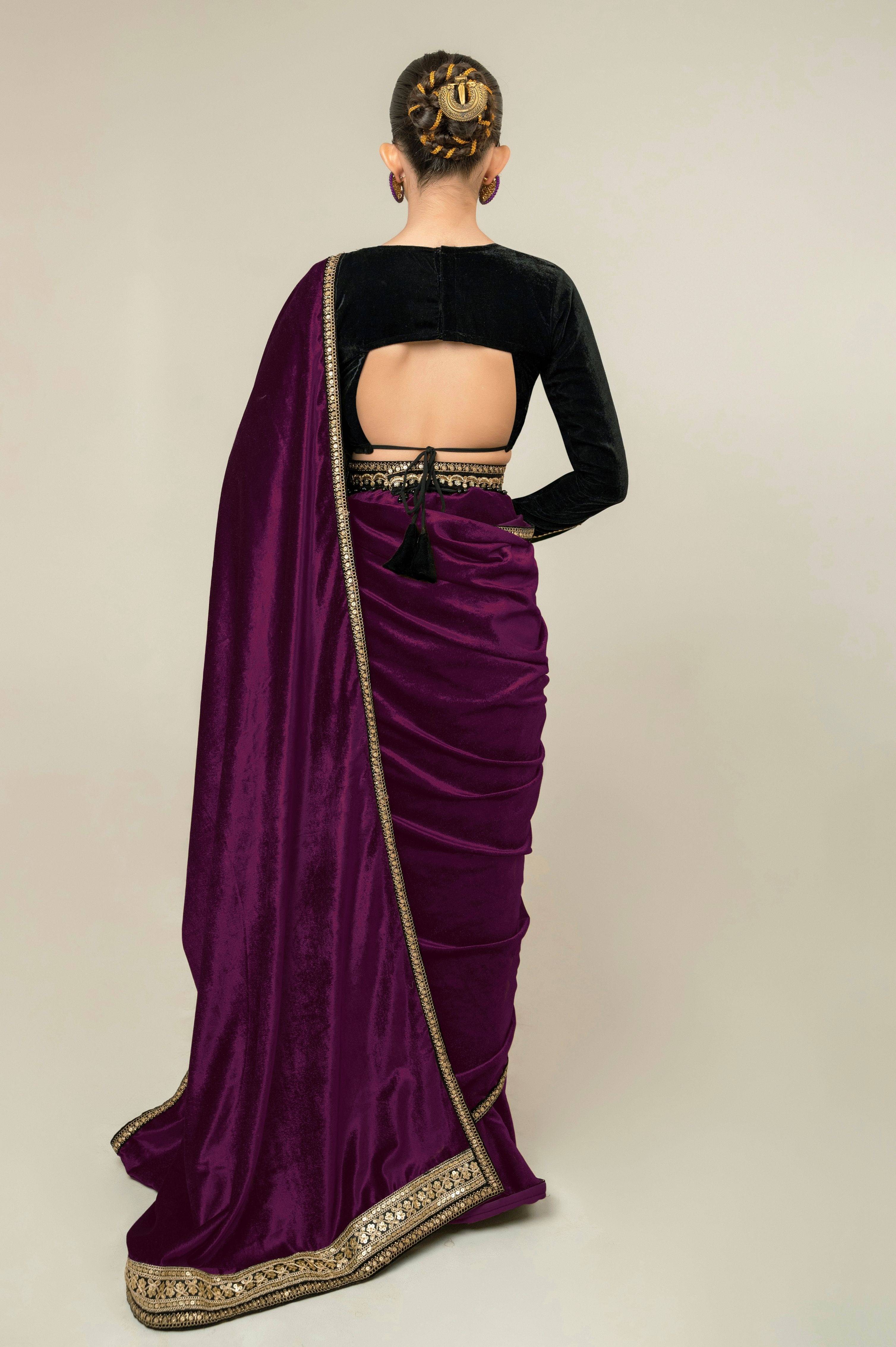 CROWN CHARM SAREE WITH MIDNIGHT CHARM BLOUSE